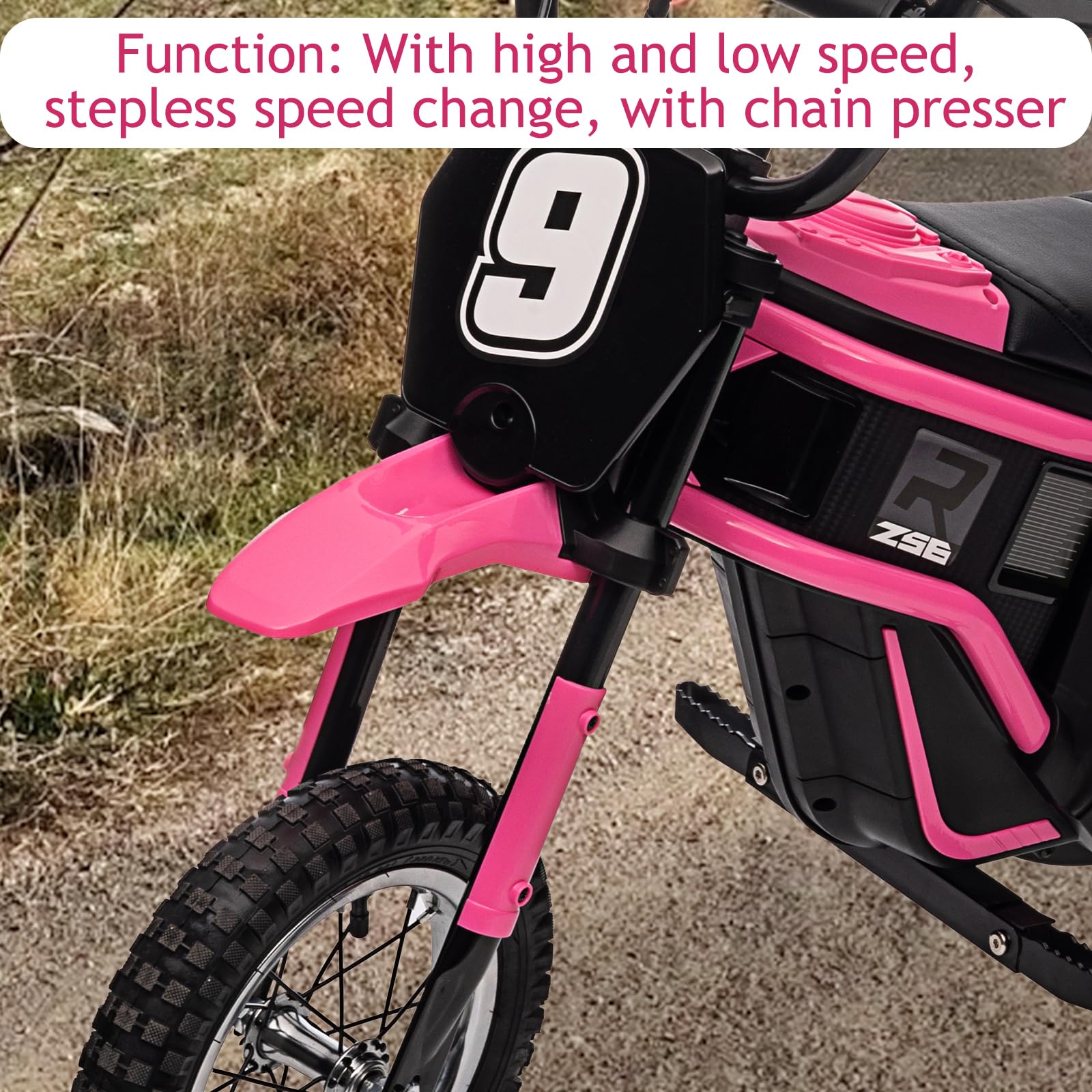 GARVEE 24V 10A 350W Kids Electric Dirt Bike - 3 Speed, 14.29MPH, for Ages 5-17, Pink | Off-Road Adventure, Backyard Riding, Birthday Gift for Boys & Girls