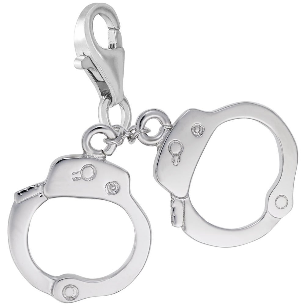 Handcuffs Charm with Lobster Claw Clasp - Silver Jewelry Charms for Bracelets & Necklaces - Perfect for DIY Jewelry Making & Fashion Accessories