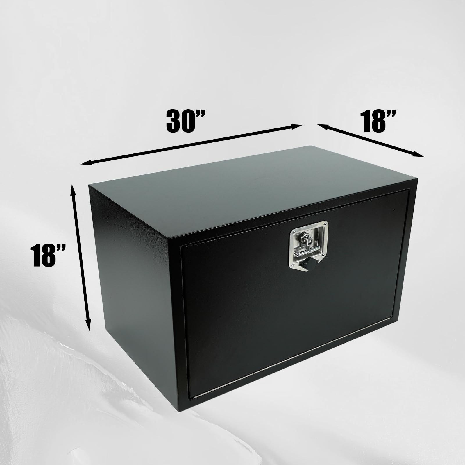 Black Steel Underbody Truck Tool Box with T-Handle Lock - Heavy Duty Waterproof Storage Organizer (30