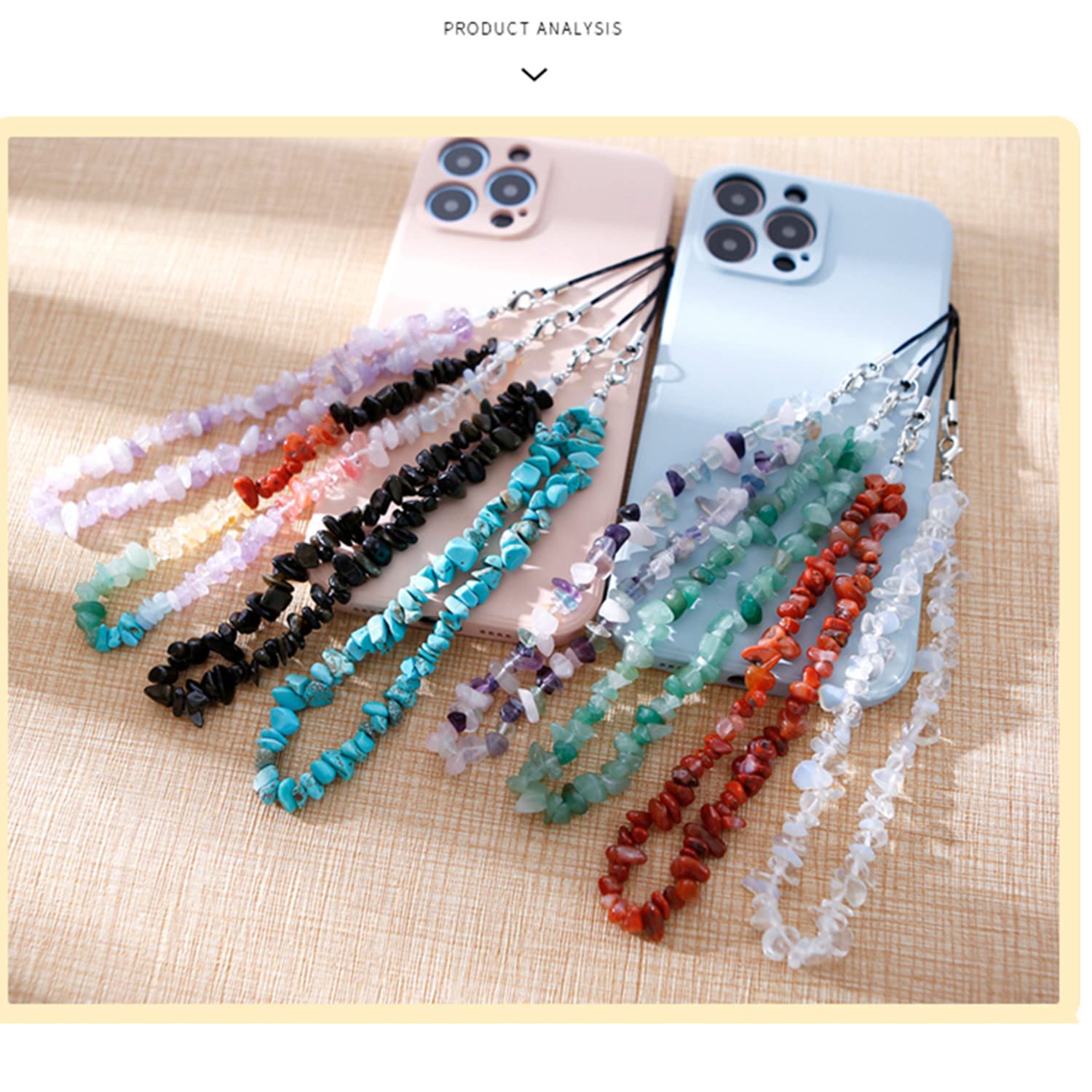 Gemstone Phone Lanyard & Wrist Strap for Women - Natural Charm for Phone & AirPods - Perfect Gift for Girls
