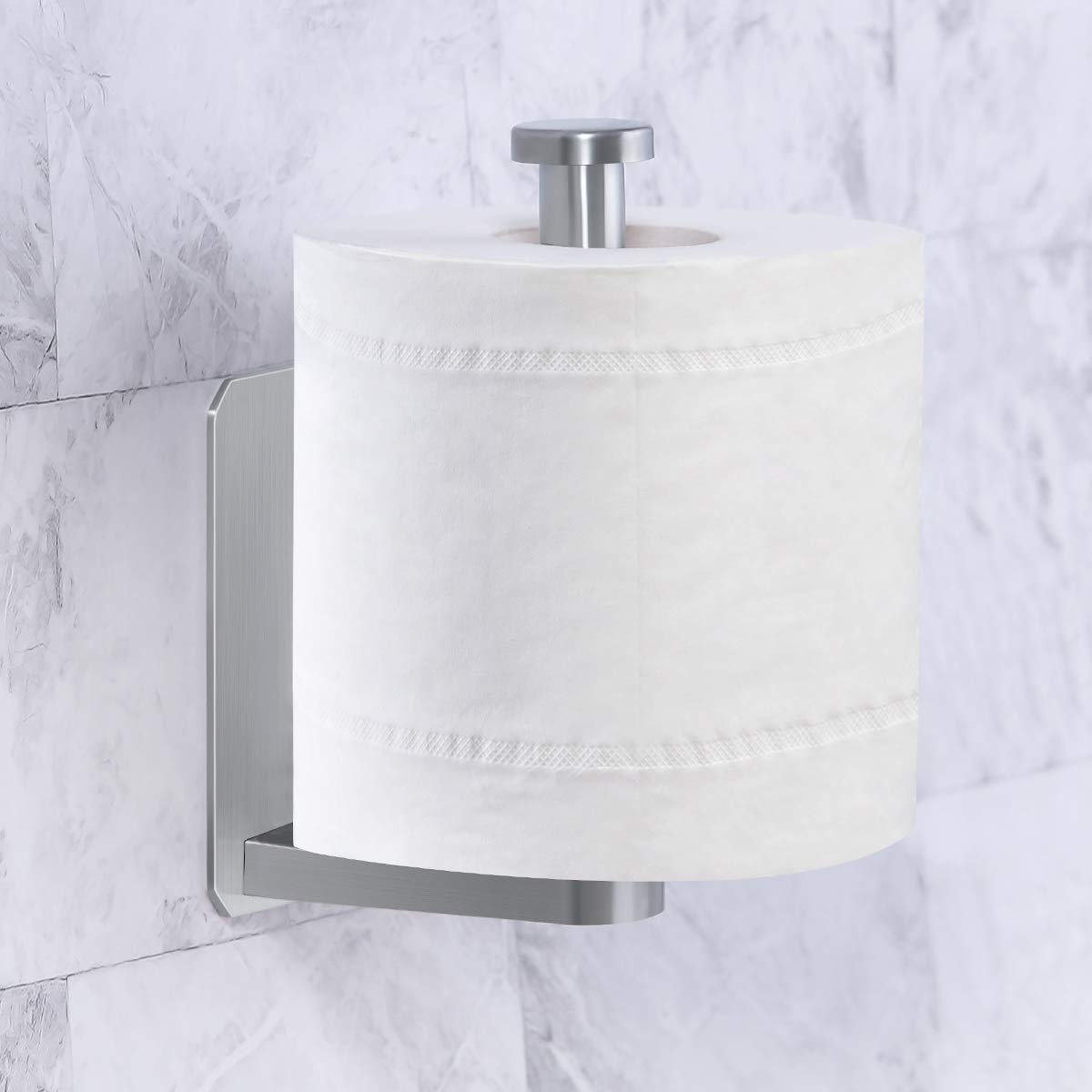 VAEHOLD Self-Adhesive Toilet Paper Holder - No Drill Stainless Steel Wall-Mounted Bathroom & Kitchen Roll Holder - Perfect for Small Spaces, Apartments, RVs & Modern Washrooms