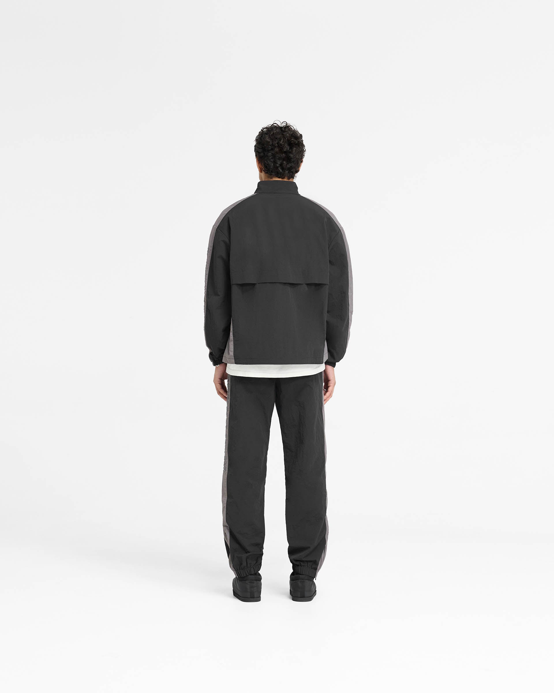 Men's Lightweight Nylon Track Jacket - Black | Breathable Running Jacket for Outdoor Sports & Casual Wear