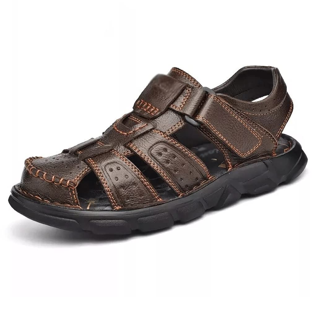 **Men's Leather Sandals for Summer - Comfortable Outdoor Walking & Beach Shoes - Size 11.5 (Color A) - Perfect for Vacation, Travel & Casual Wear**