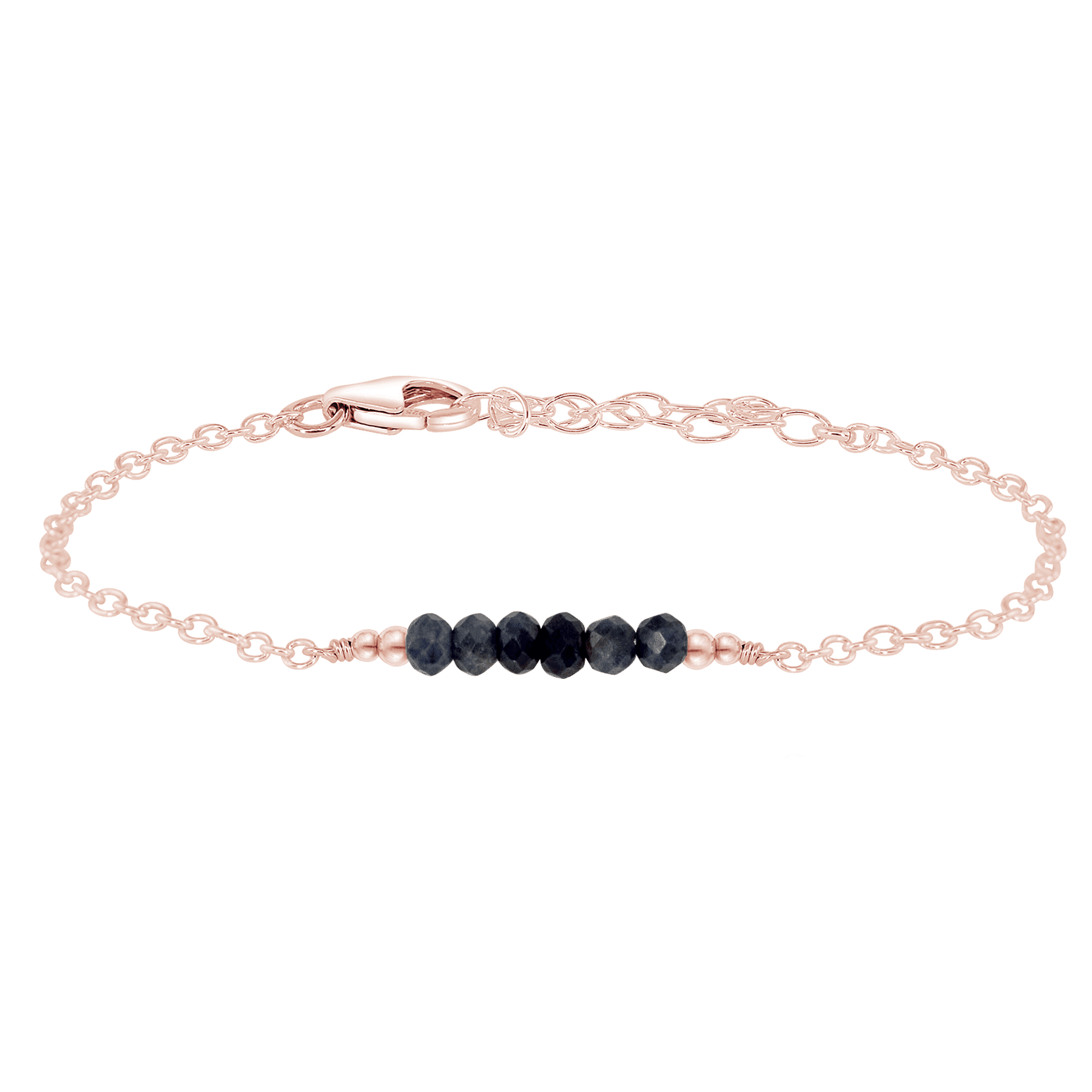 Sparkling Sapphire Gemstone Faceted Bead Bar Bracelet for Women - Elegant Handmade Jewelry Gift for Birthday, Anniversary & Special Occasions