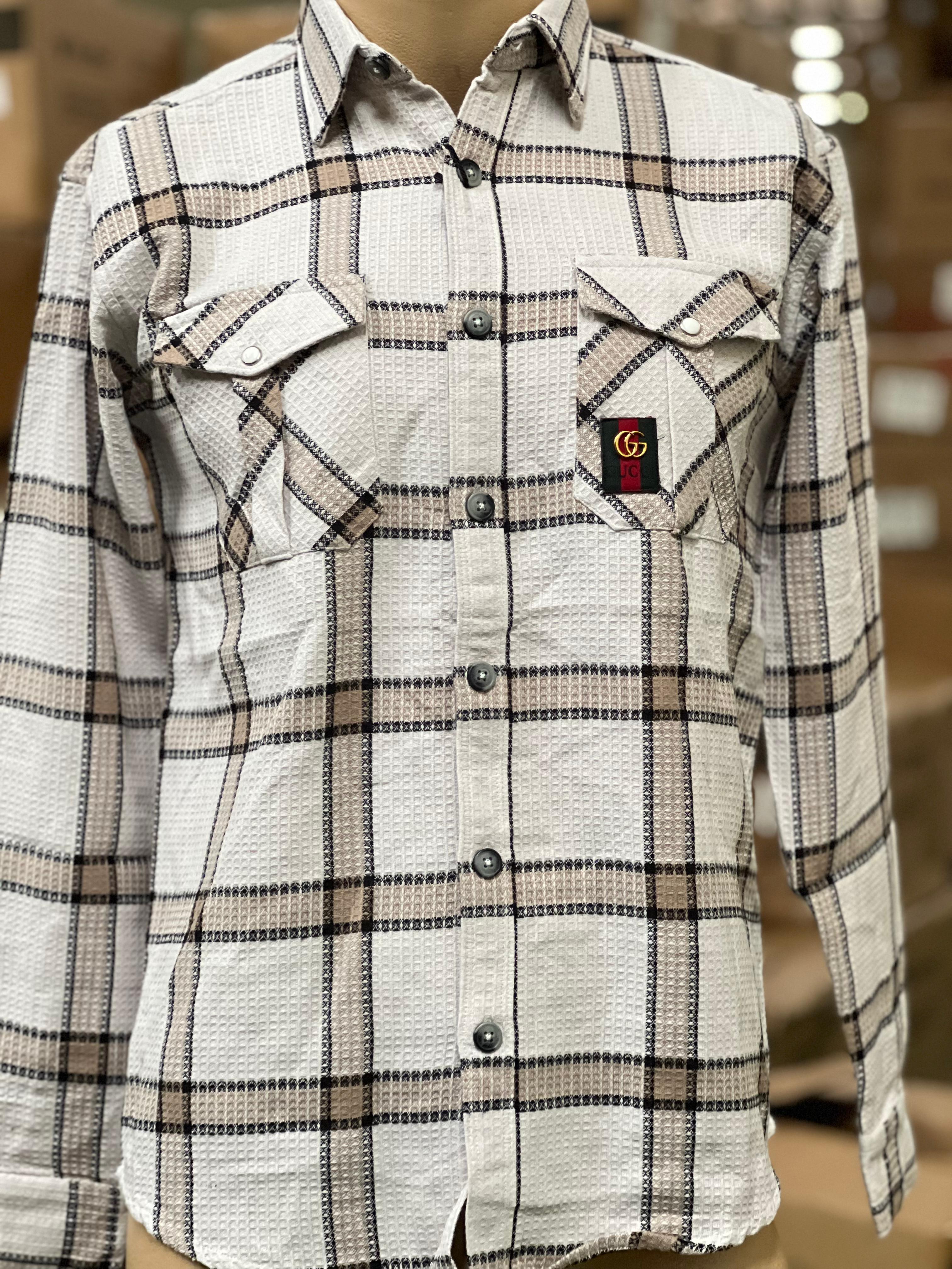 GUCCI Men's Classic Flannel Shirt - Premium Cotton Plaid Button Down for Casual & Business Wear - Perfect for Fall Winter Layering and Office Style