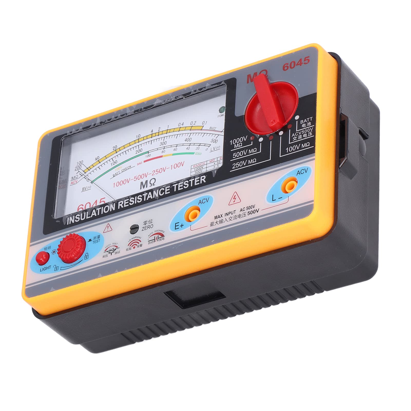 High Accuracy 1000V Insulation Resistance Tester (5MΩ-2000MΩ) - Portable Digital Megohmmeter with Battery, Bracket, Test Leads & Carrying Case - Ideal for Electricians, HVAC Technicians & Industrial Maintenance