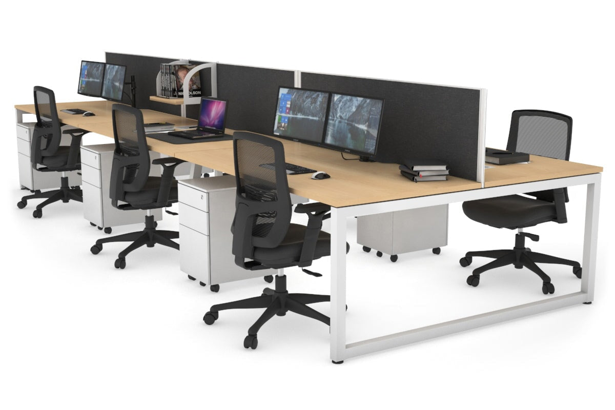 Quadro Loop Legs 6-Person Office Workstation - 1400L x 800W with Cable Management - Perfect for Open Office Layouts & Collaborative Workspaces