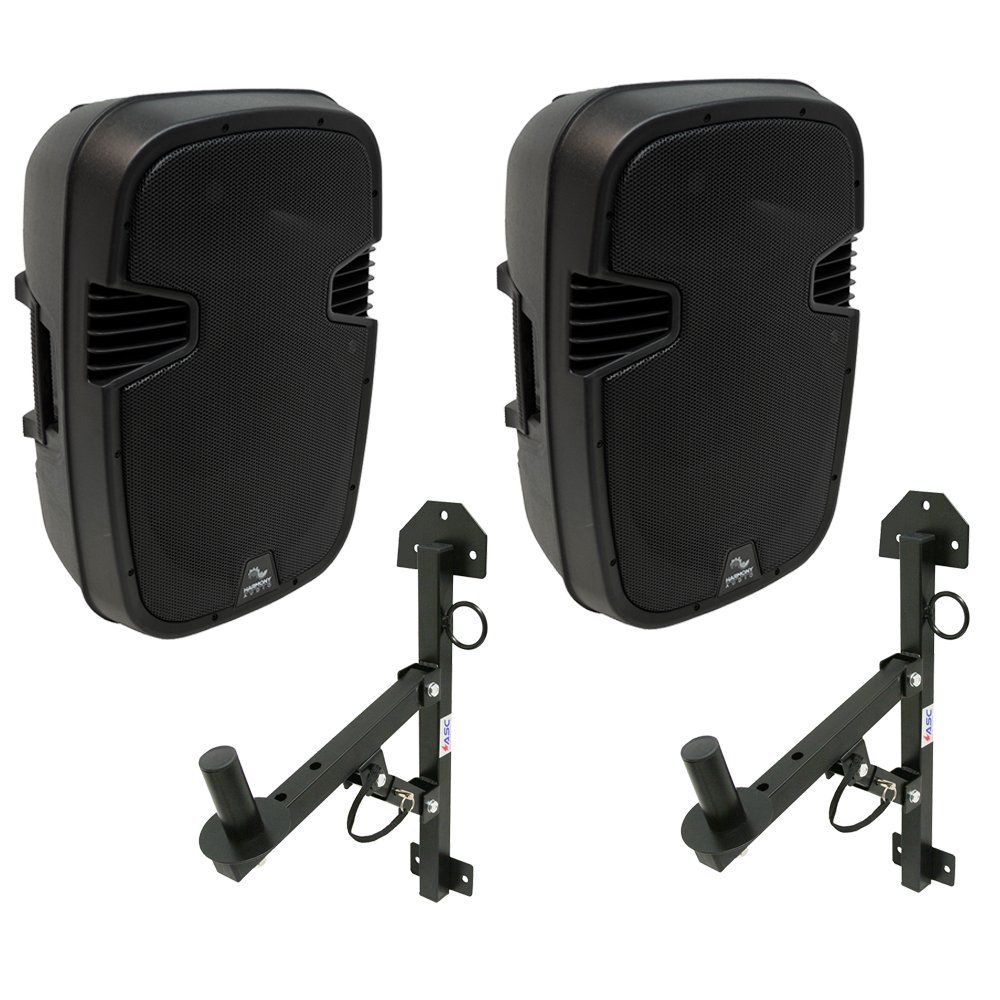 Harmony Audio HA-L15BA 15-Inch 1200W Powered PA Speaker with Bluetooth for DJs - Includes Mounts for Stage & Outdoor Events