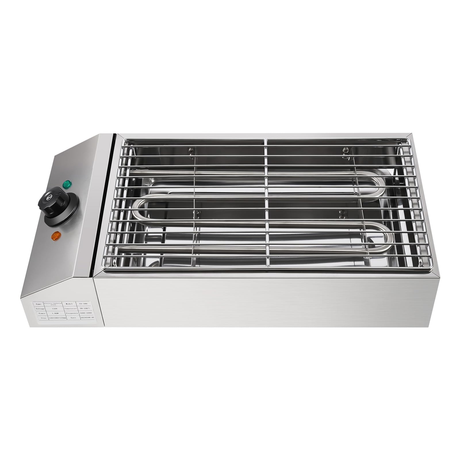 110V 1800W Electric Grill - Stainless Steel Indoor BBQ Grill with Smokeless Design - Perfect for Home Cooking, Parties & Outdoor Gatherings - Compact 54x28x13cm Size for Easy Storage