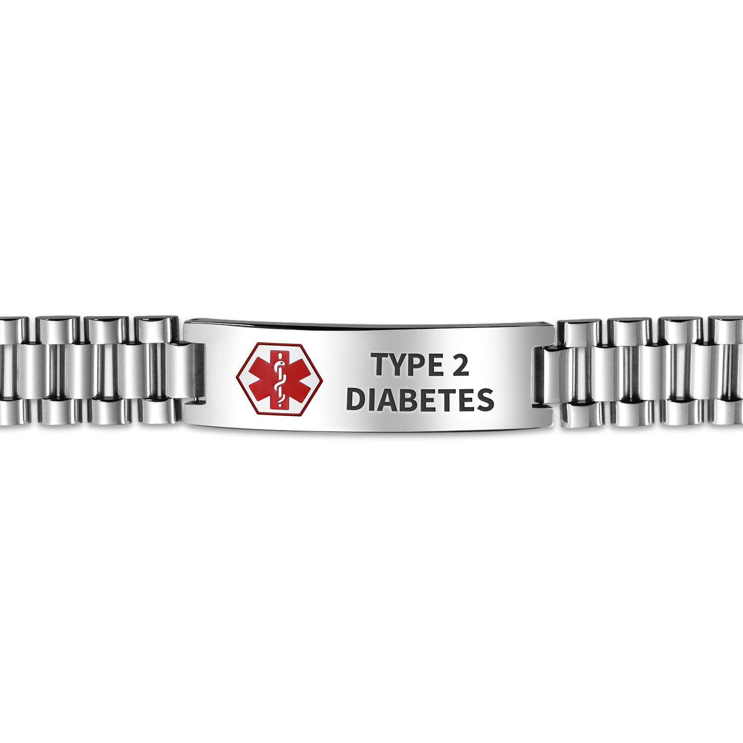 Custom Engraved Medical ID Bracelet for Men - Stainless Steel 8.5