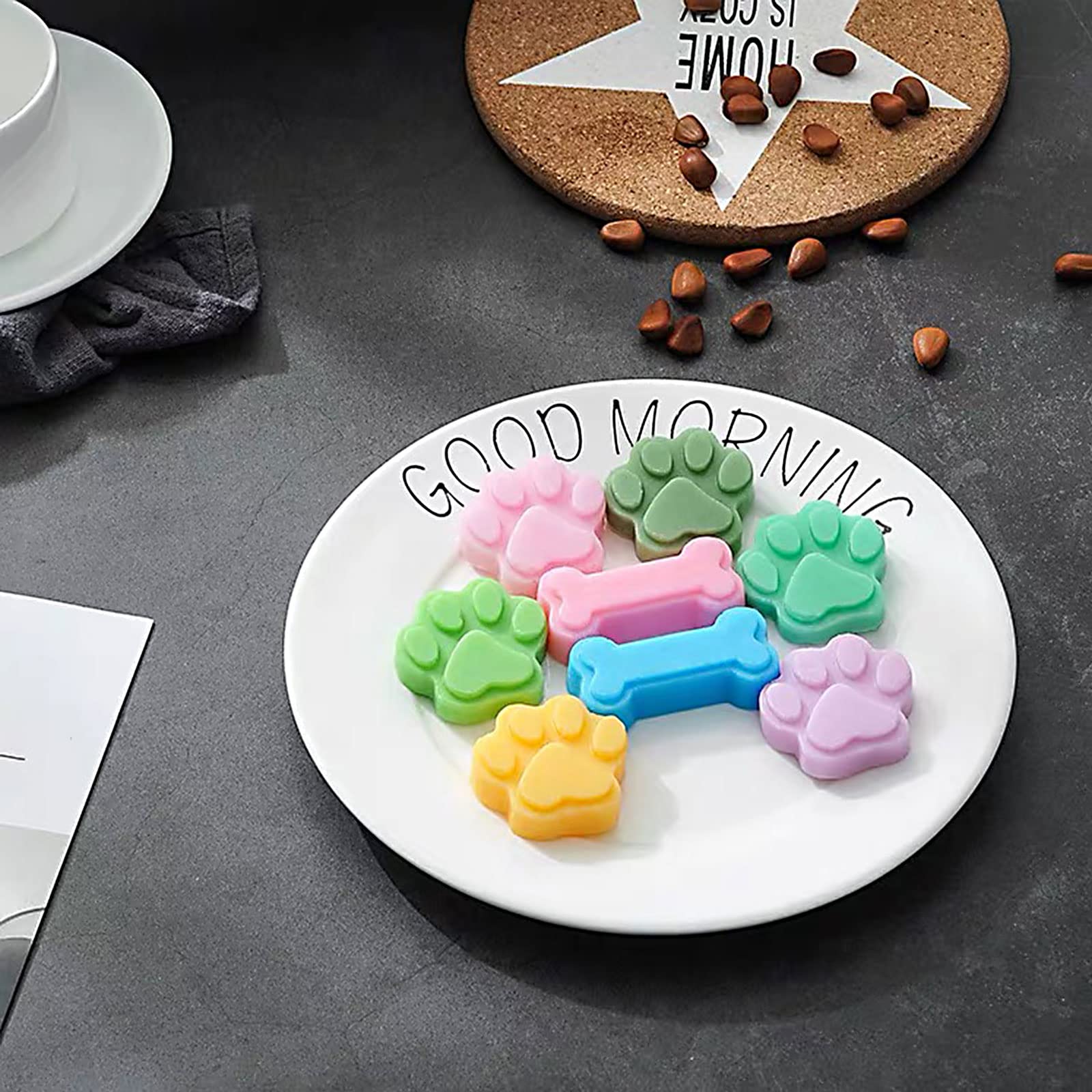 2 Pcs Silicone Dog Treat Molds for Baking & Frozen - Paw & Bone Candy Molds for Chocolate, Yogurt, Jelly, Ice Cube - Perfect for Homemade Dog Treats, Party Favors & Pet Training Rewards (Green)