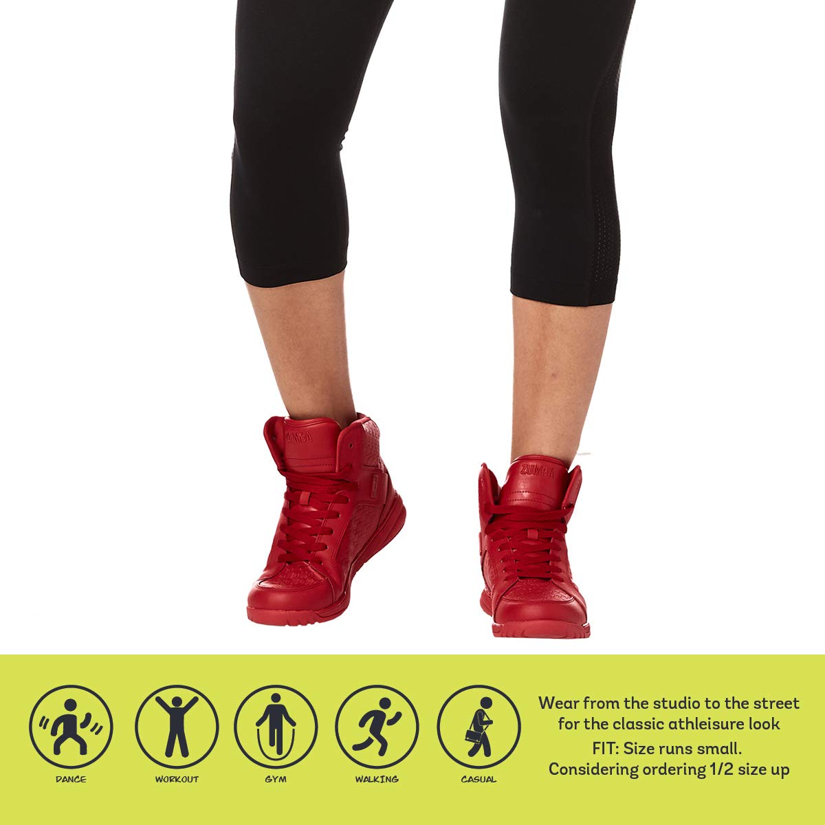 ZUMBA Women's High Top Athletic Shoes - Lightweight Dance Sneakers for Zumba, Gym, Workout & Cross Training | Non-Slip Fitness Shoes for Women | Perfect for Dance Classes, Aerobics & Cardio Workouts