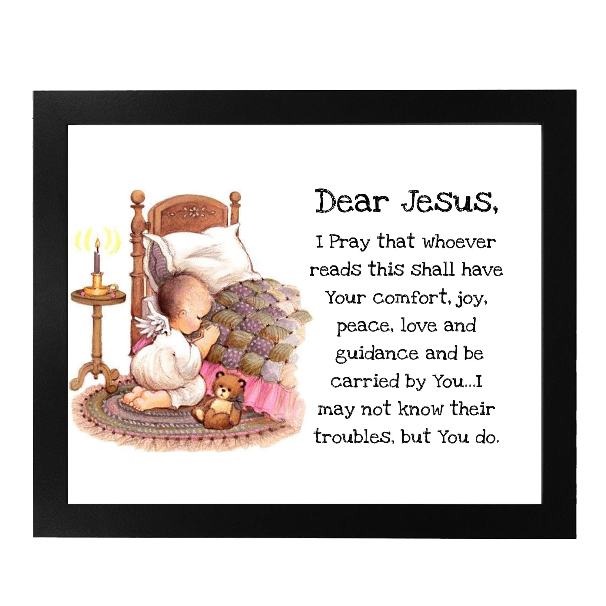Dear Jesus Christian Prayer Wall Art - Inspirational Typographic Faith Decor Print for Home, Kids Bedroom, Nursery, Sunday School & Church (Unframed 8x10) - Perfect for Worship Spaces & Spiritual Encouragement