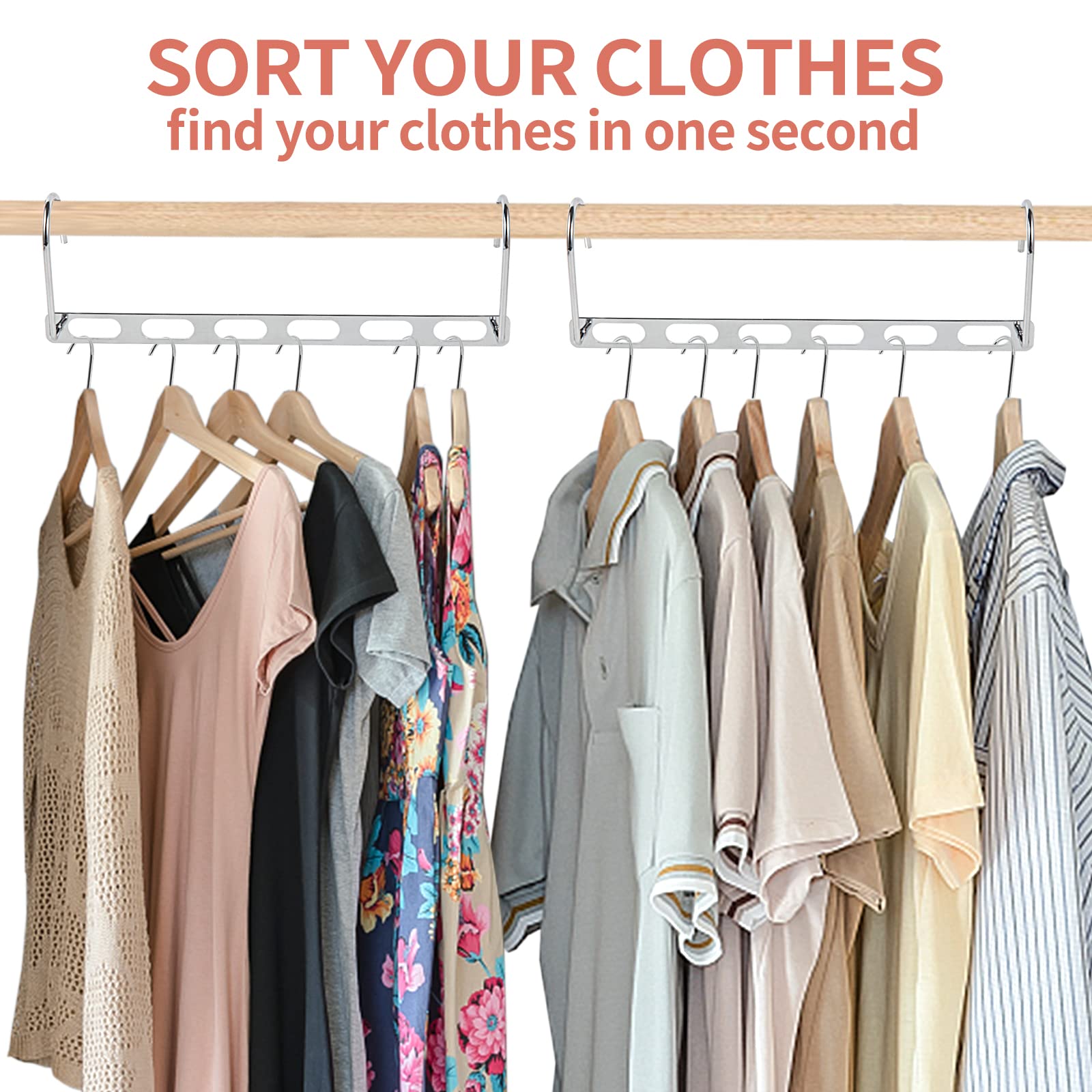 12 Pack Space Saving Metal Hangers - Heavy Duty Collapsible Closet Organizer for Clothes Storage | Perfect for Dorm Rooms, Small Closets & Travel | Closet Space Savers & Magic Hanger Set