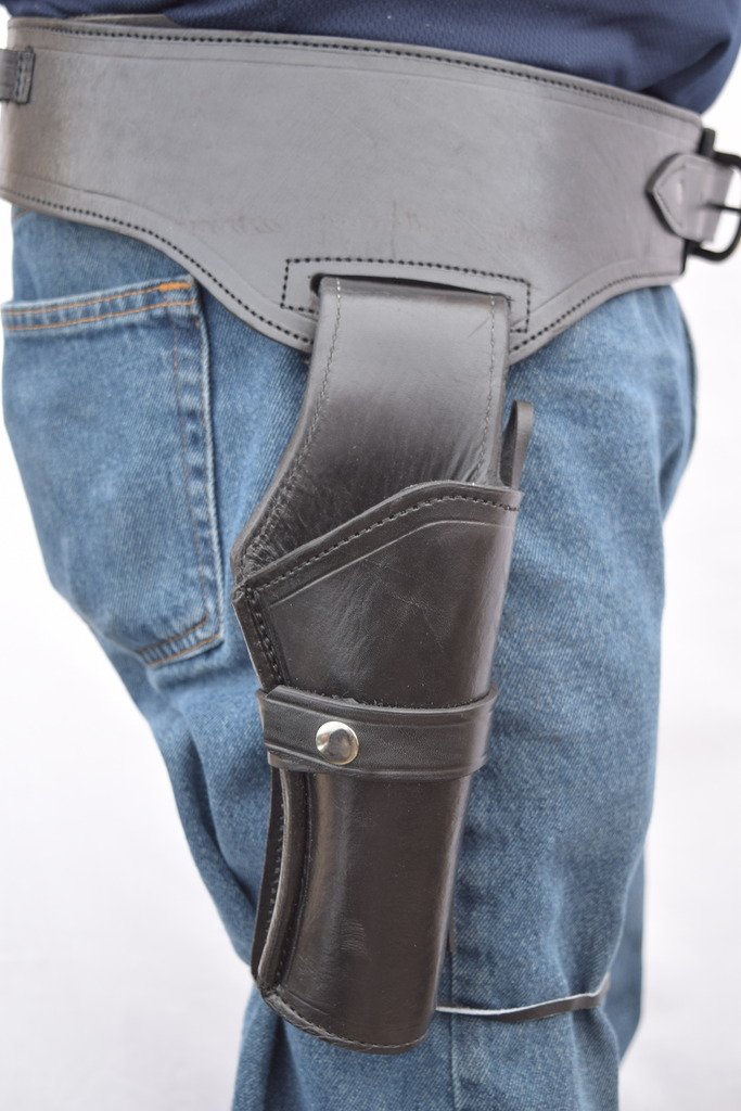 LEATHERTOWN USA® Western Cowboy Gun Holster & Belt Rig - .44/.45 Cal Single Drop Holster for Short Barrel Revolvers | Perfect for Cowboy Action Shooting, Reenactments & Concealed Carry