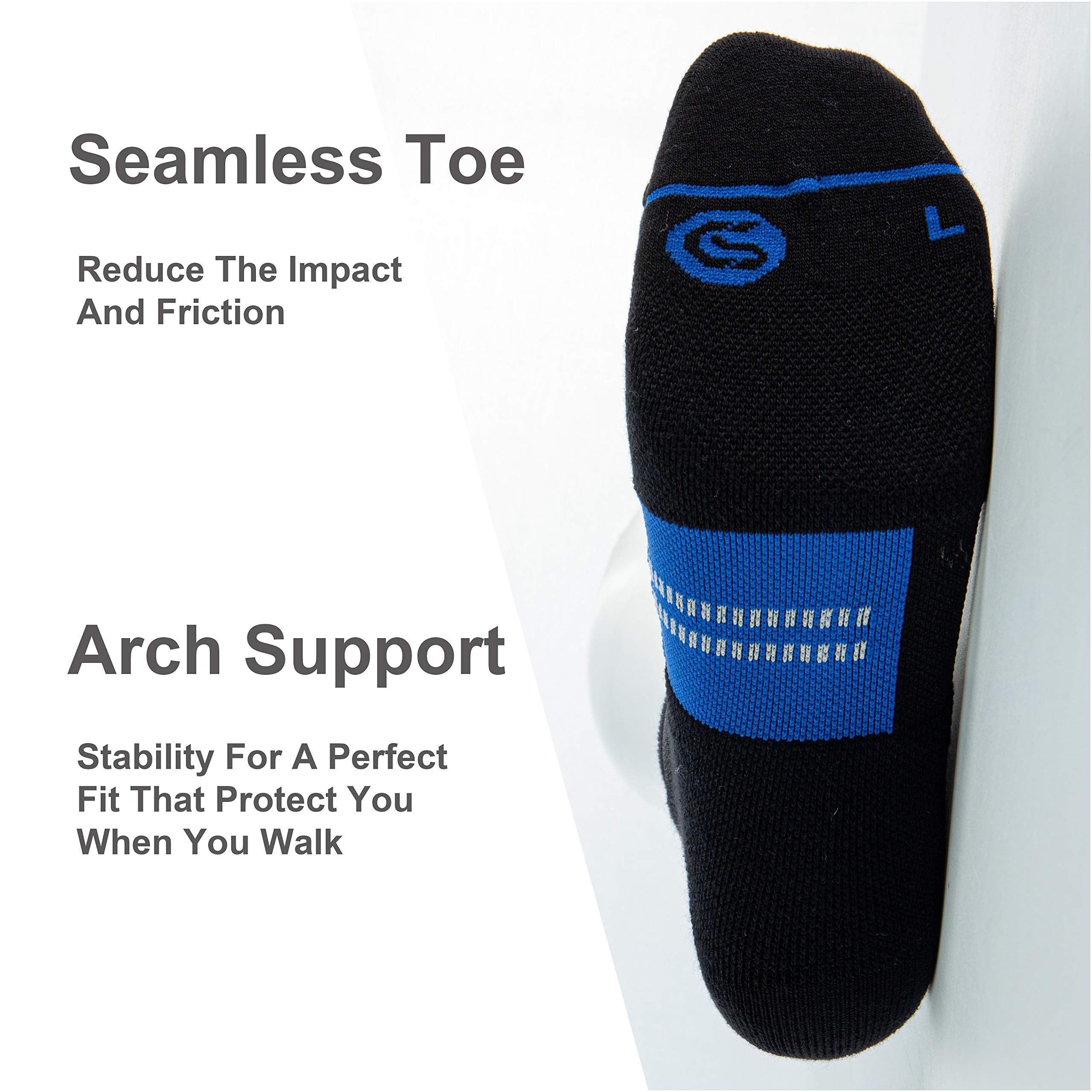 CS CELERSPORT 6 Pack Men's Running Ankle Socks with Cushion Support - Breathable Low Cut Athletic Sports Socks for Jogging, Gym & Daily Wear