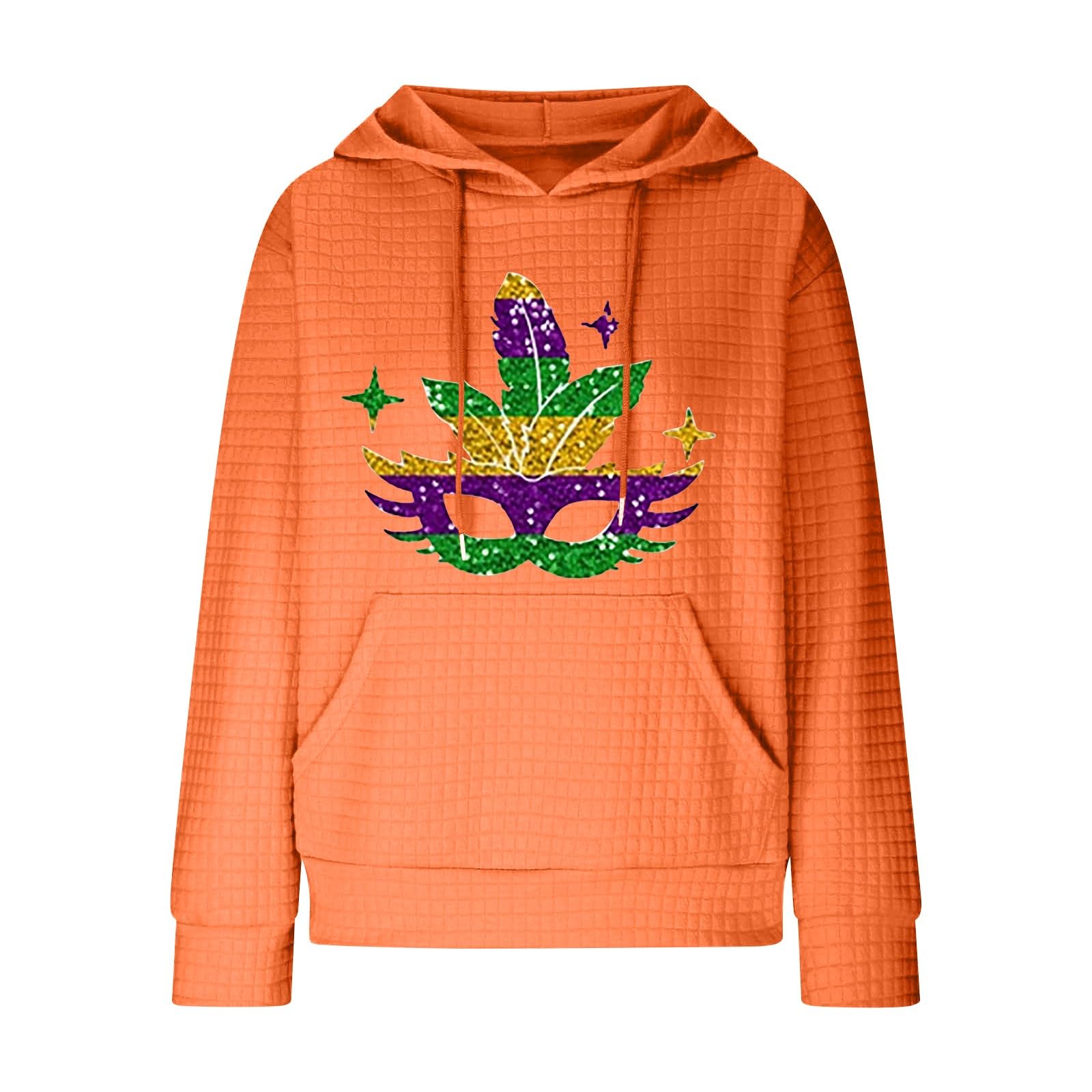 2025 Mardi Gras Shirts for Women - Sparkly Sequin Printed Long Sleeve Casual Pullover Sweatshirt | Festival Wear, Costume Party & Holiday Celebration Outfit