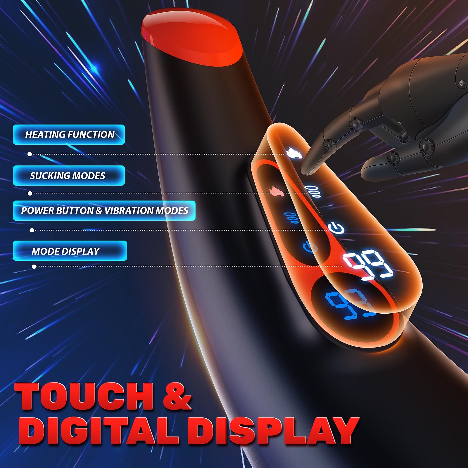 **APP Controlled Male Masturbator - 9 Suction & 9 Vibration Modes, 3D Textured Sleeve with Heating & LCD Display - Realistic Blowjob Experience for Men | Perfect for Solo Play & Discreet Use at Home**