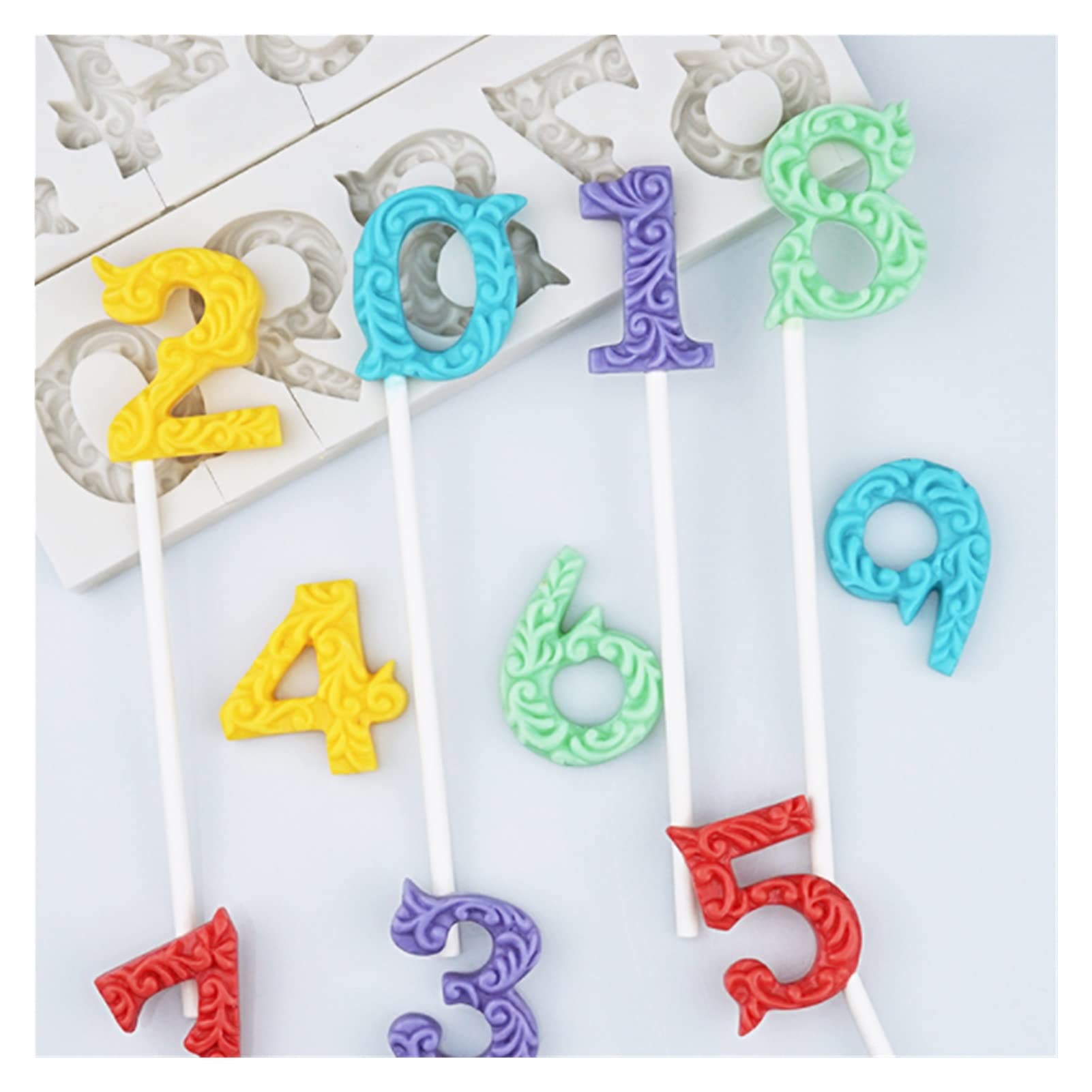 Digital Relief Lollipop Molds - Silicone Fondant & Chocolate Cake Decorating Tools for Baking - Perfect for Birthday Parties, Wedding Cakes & DIY Desserts