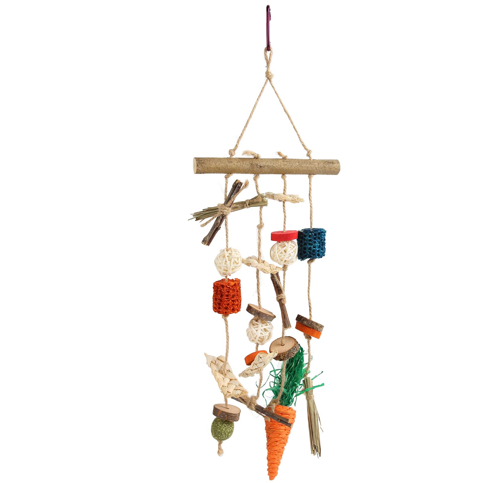 Zerodis Bunny Chew Toys for Rabbits, Chinchillas & Hamsters - Natural Wood Hanging Cage Chew Toys for Small Pets Teeth Grinding & Stress Relief - Perfect for Cage Enrichment and Dental Health