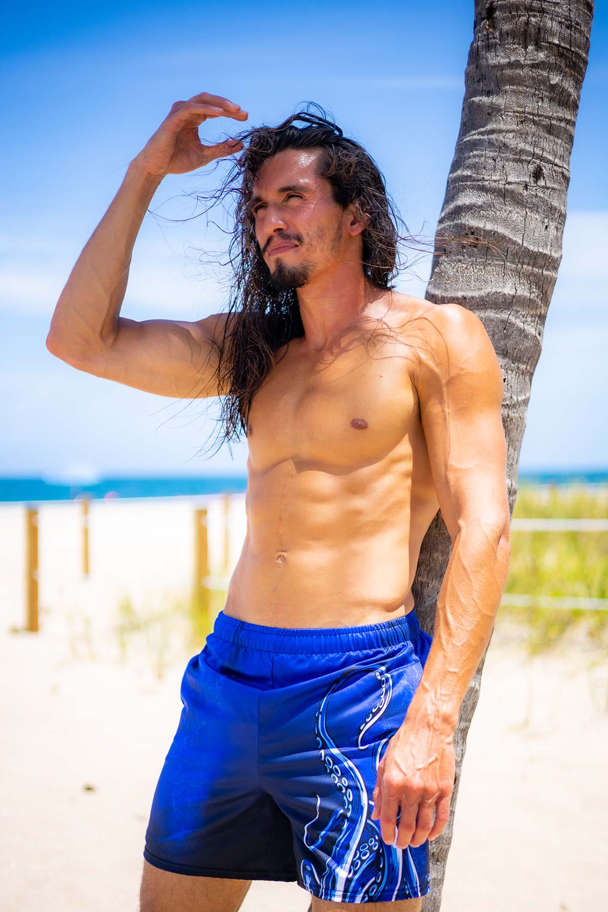 Men's Quick-Dry Swim Trunks with UPF 50+ Sun Protection - Octo Board Shorts for Beach, Surfing & Swimming