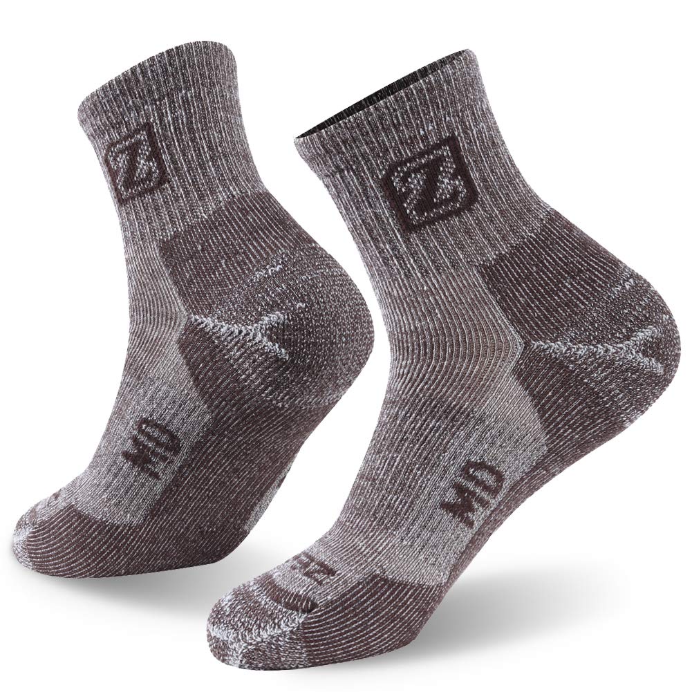ZEAL WOOD Merino Wool Hiking Socks for Men & Women - Thermal Warm Winter Trekking Quarter Socks (1/2/4 Pairs) - Perfect for Outdoor Adventures, Camping & Cold Weather Activities