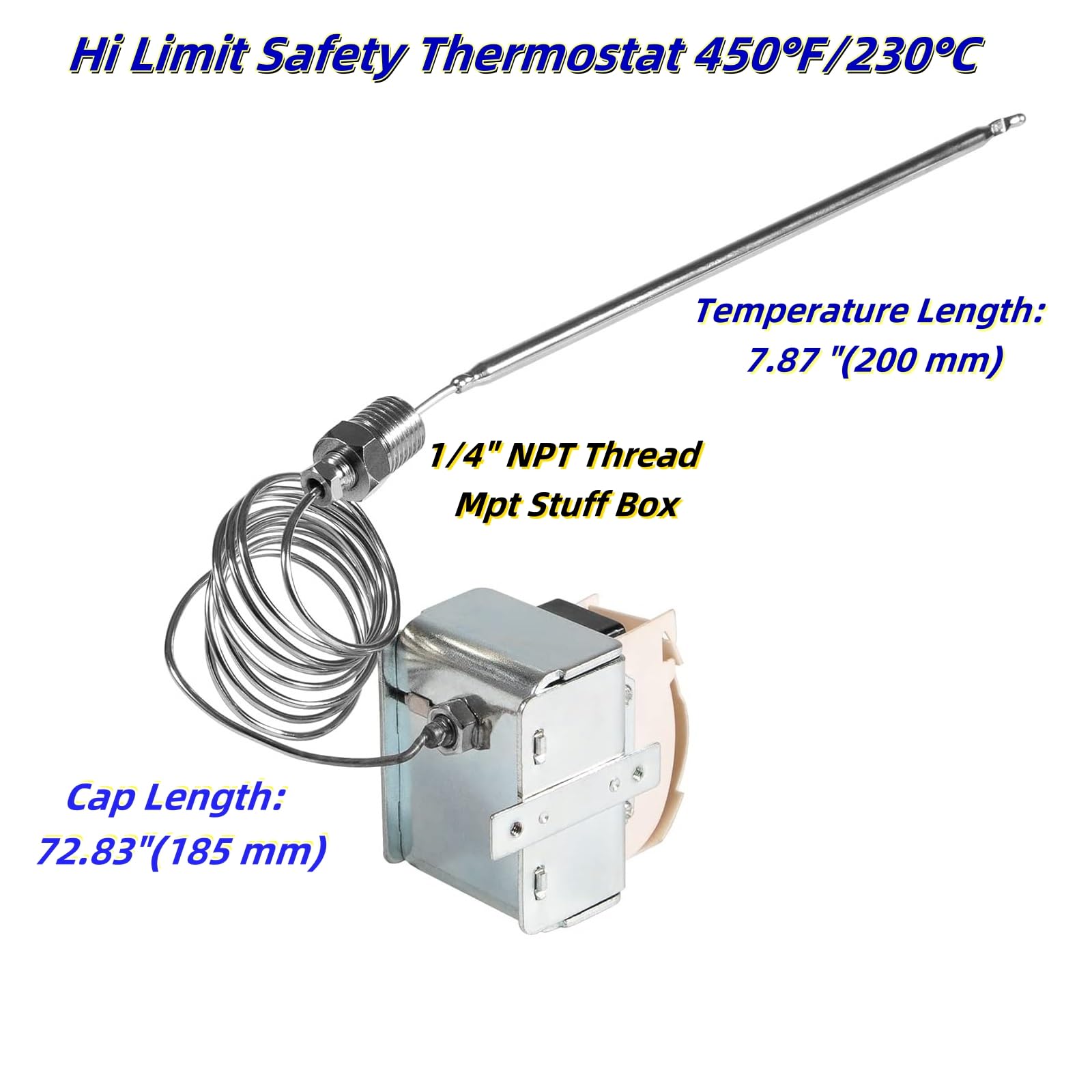 MCAMPAS PP10084 High Limit Switch Thermostat for Pitco Fryer - 1/4