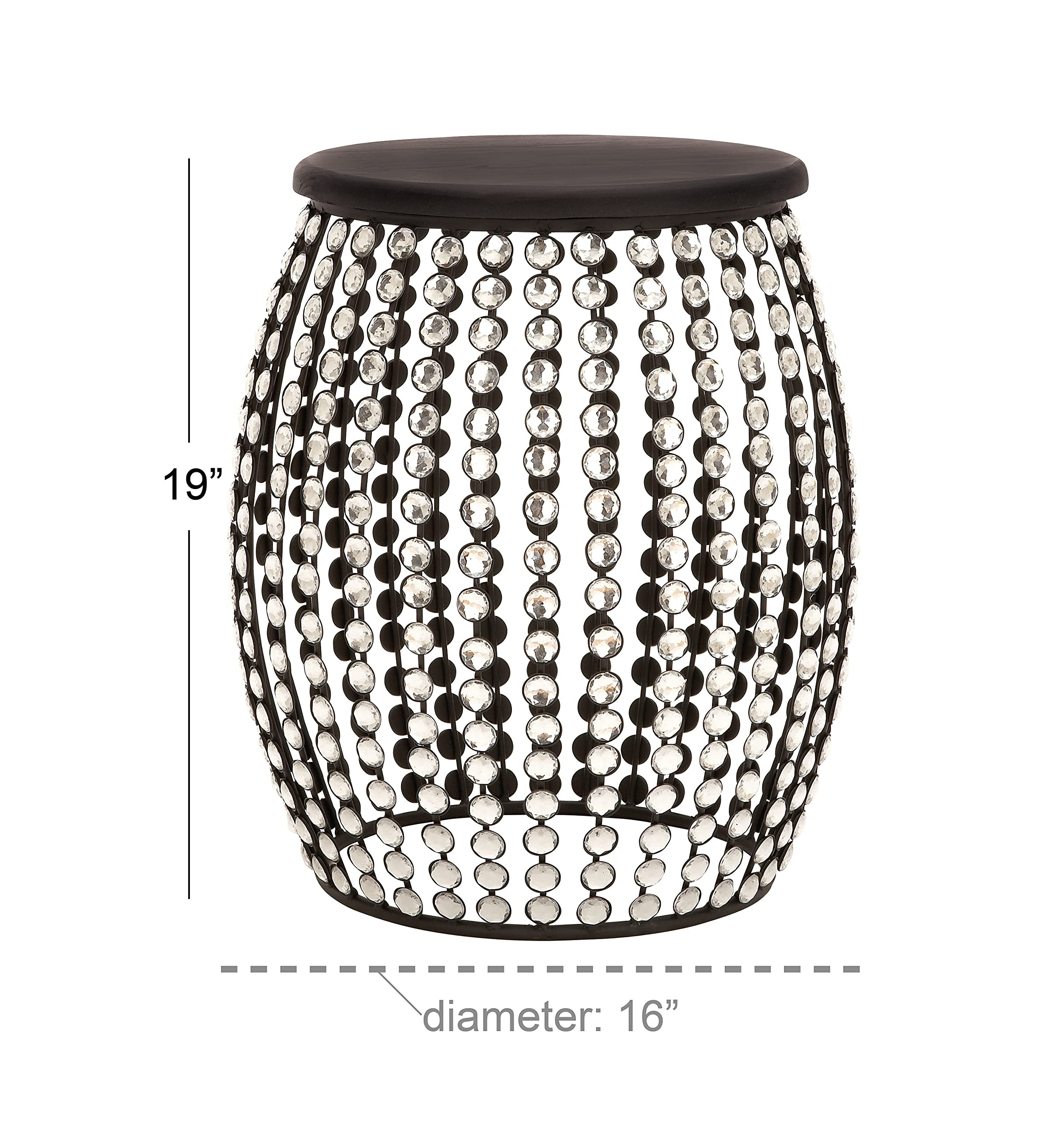Deco 79 Modern Black Metal Side Table with Crystal Accents - 16
