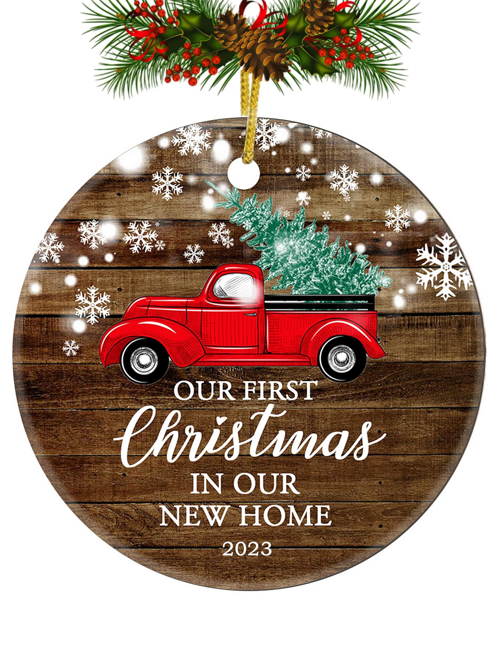 Our First Christmas in Our New Home Ornament 2024 - Housewarming Gift for New Homeowners - Sweet Home Decor Keepsake - Perfect for First House Celebration & Holiday Tree Decoration