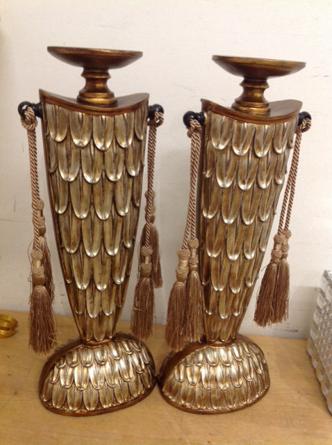 18-Piece Ornate Gold Resin Candle Holders Set - Elegant Home Decor for Wedding, Party, and Dining Table Centerpieces