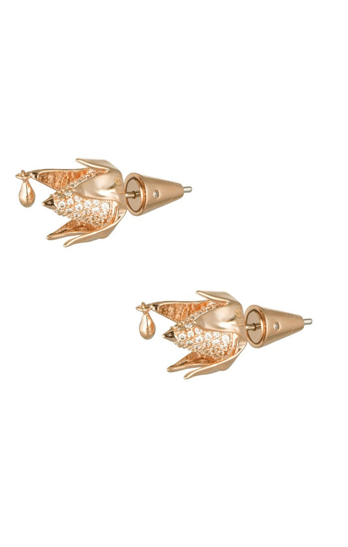 Pave Bud Stud Earrings in Gold - Elegant Floral Earrings for Women | Perfect for Weddings, Parties & Everyday Wear