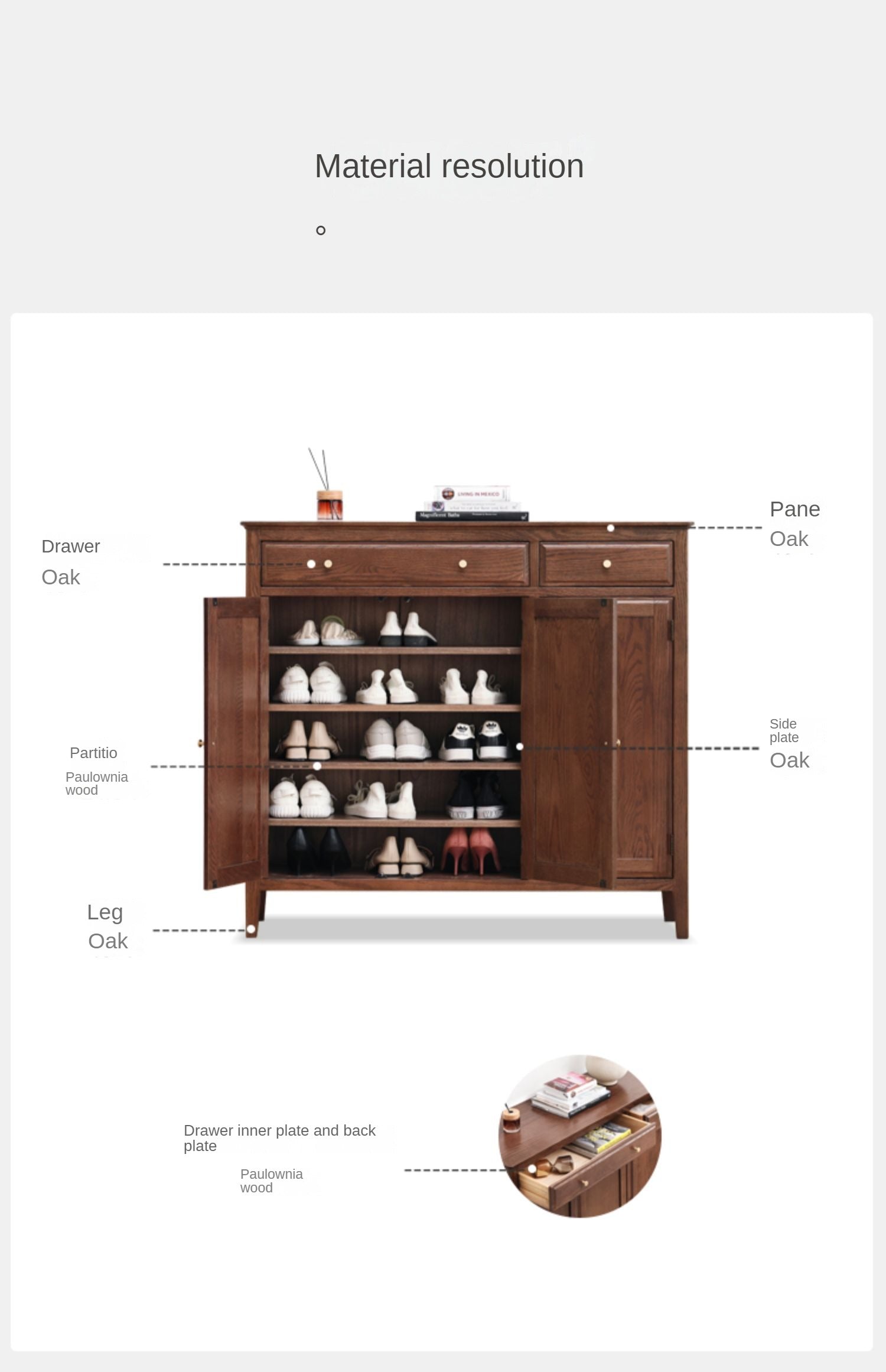 American Style Oak Solid Wood Shoe Cabinet - Durable Entryway Storage Organizer for Hallway, Closet & Mudroom