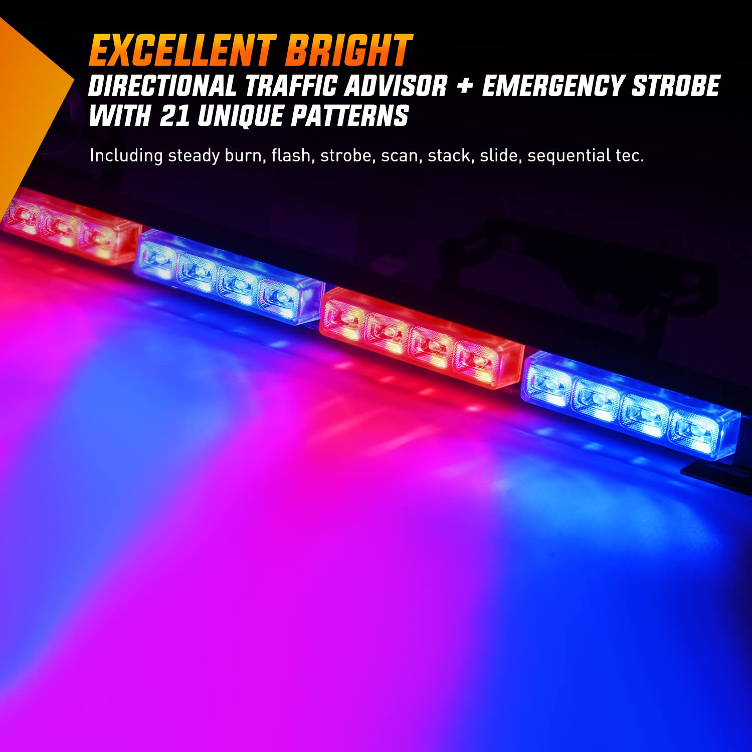 35Inch Nilight LED Traffic Advisor Emergency Strobe Light Bar - 32 LEDs, 21 Flash Patterns for Trucks, Police & Construction Vehicles - Directional Safety Warning Light with Cigar Lighter (Perfect for Roadside Emergencies, Night Work Zones & Vehicle Breakdowns)