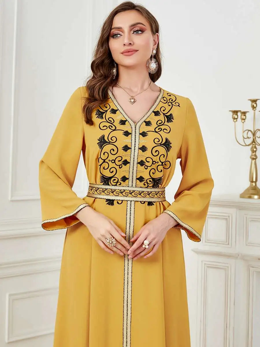 Elegant Embroidered Eid Dubai Caftan Dress for Women - Perfect for Special Occasions, Weddings & Festivals