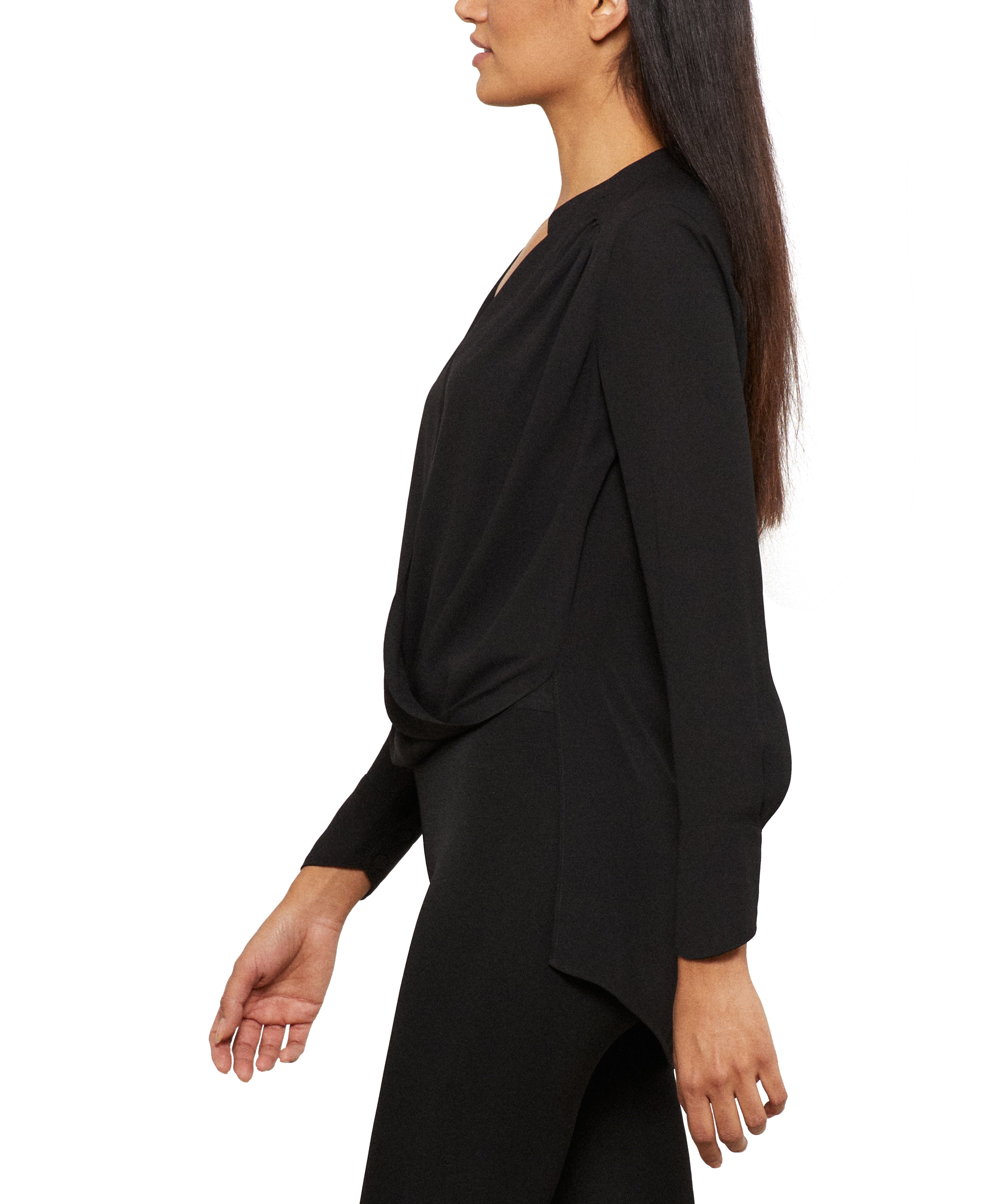 JAKLYN Draped Front Blouse - Women's Elegant V-Neck Tunic Top for Work & Casual Wear | Perfect for Office, Date Night & Everyday Outfits