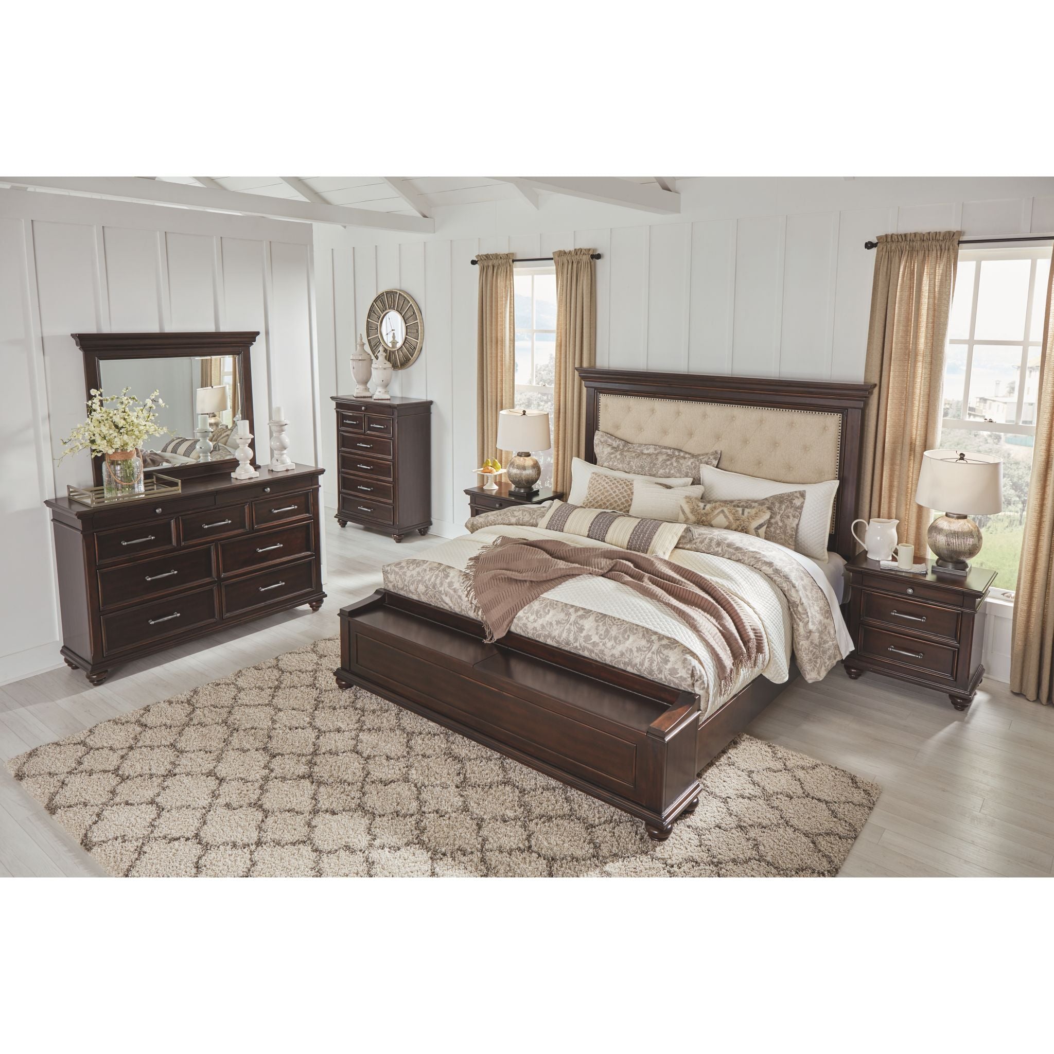 Brynhurst King Storage Bed Frame with Drawers - Dark Brown Wooden Platform Bed for Master Bedroom, Guest Room & Small Spaces
