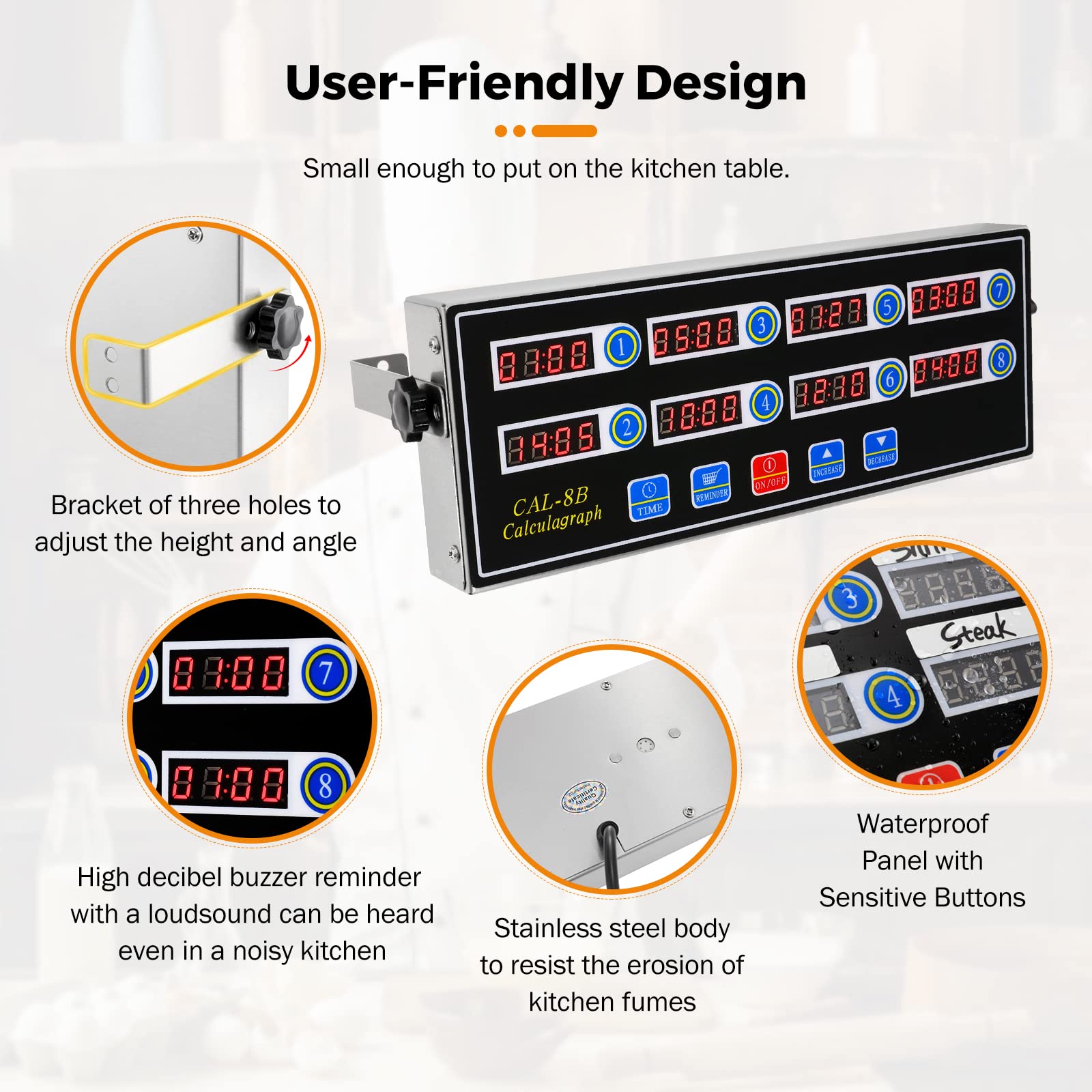 BEAMNOVA 8 Channel + 6 Channel Digital Kitchen Timer - Loud Alarm Cooking Timer for Commercial Restaurants, Bakeries & Home Kitchens - Perfect for Cooking, Baking, Frying & Food Service