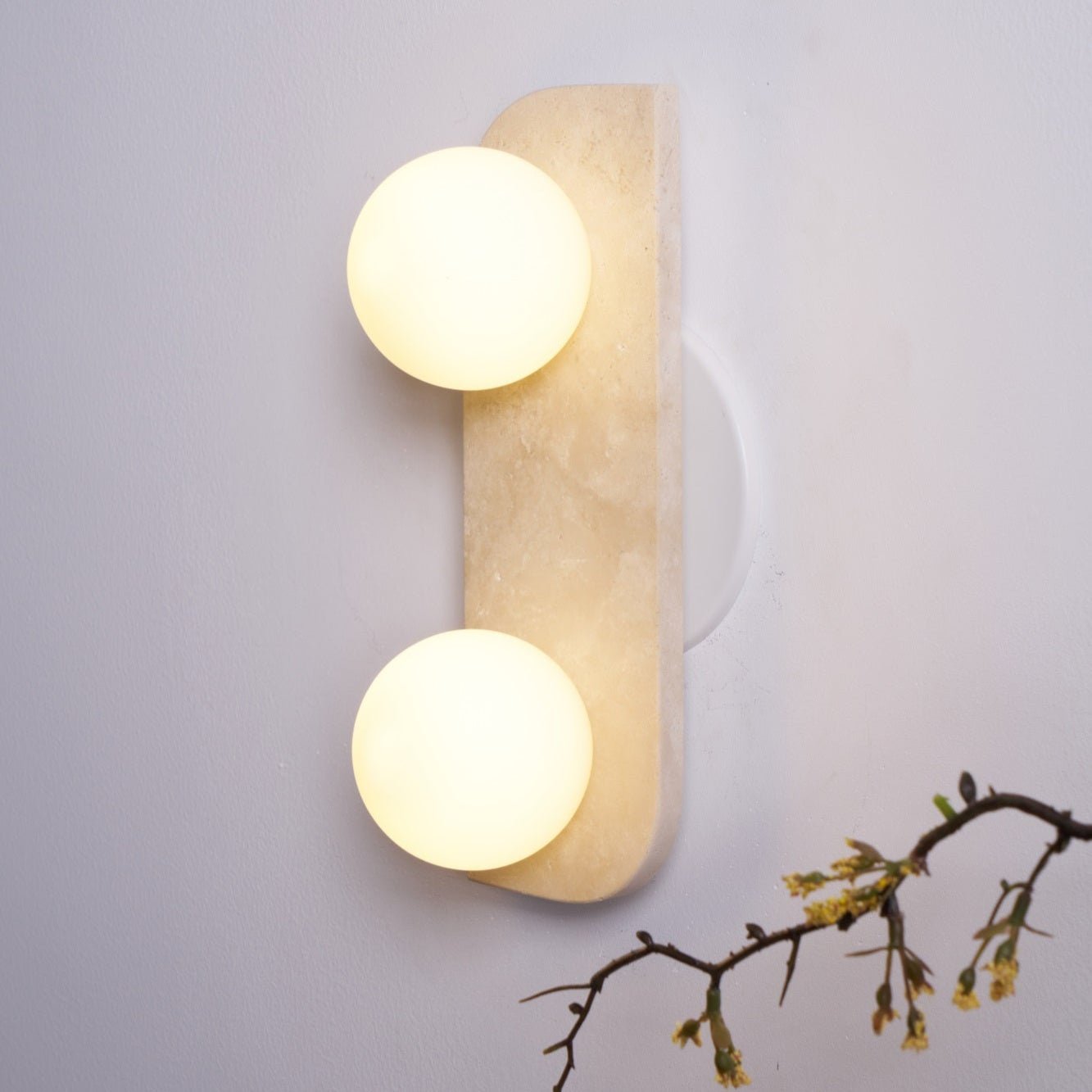 Elysian Travertine Wall Sconce - Modern LED Wall Light Fixture for Living Room, Bedroom, and Hallway Lighting