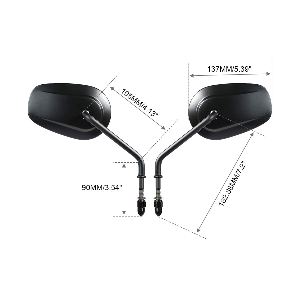 SLMOTO Matte Black Motorcycle Mirrors - Universal Fit for Harley Davidson Road King, Street Glide, Electra Glide, Dyna & Softail (1982-2021) | XL1200L, XL883, Sportster Models | Durable Rearview Mirrors for Safe Riding | Perfect for Highway Cruising & Urban Commuting