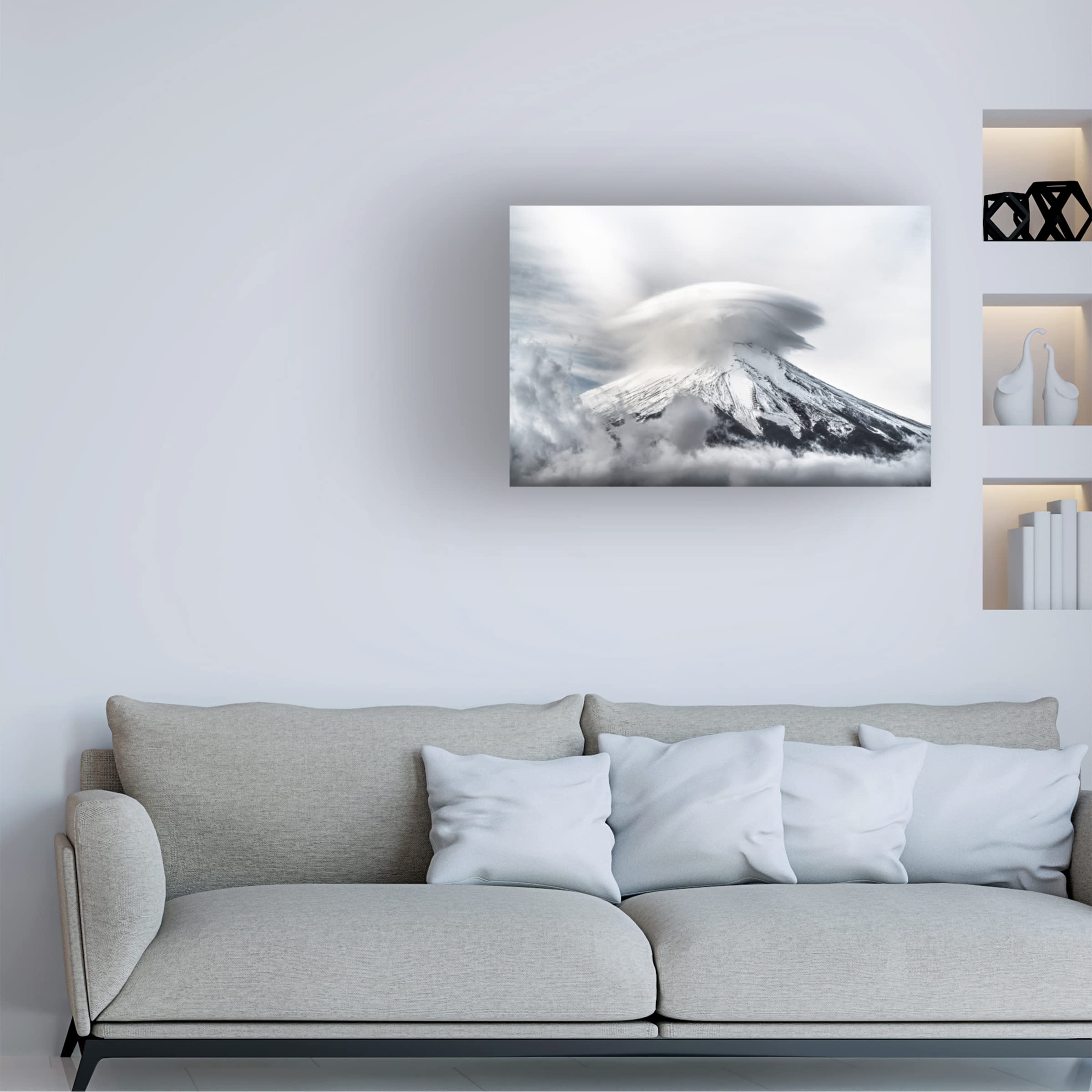 Takashi Suzuki 'Umbrella Cloud Fuji' Canvas Wall Art Print - Japanese Landscape Painting for Home & Office Decor | Perfect for Living Room, Bedroom or Office Wall Decor
