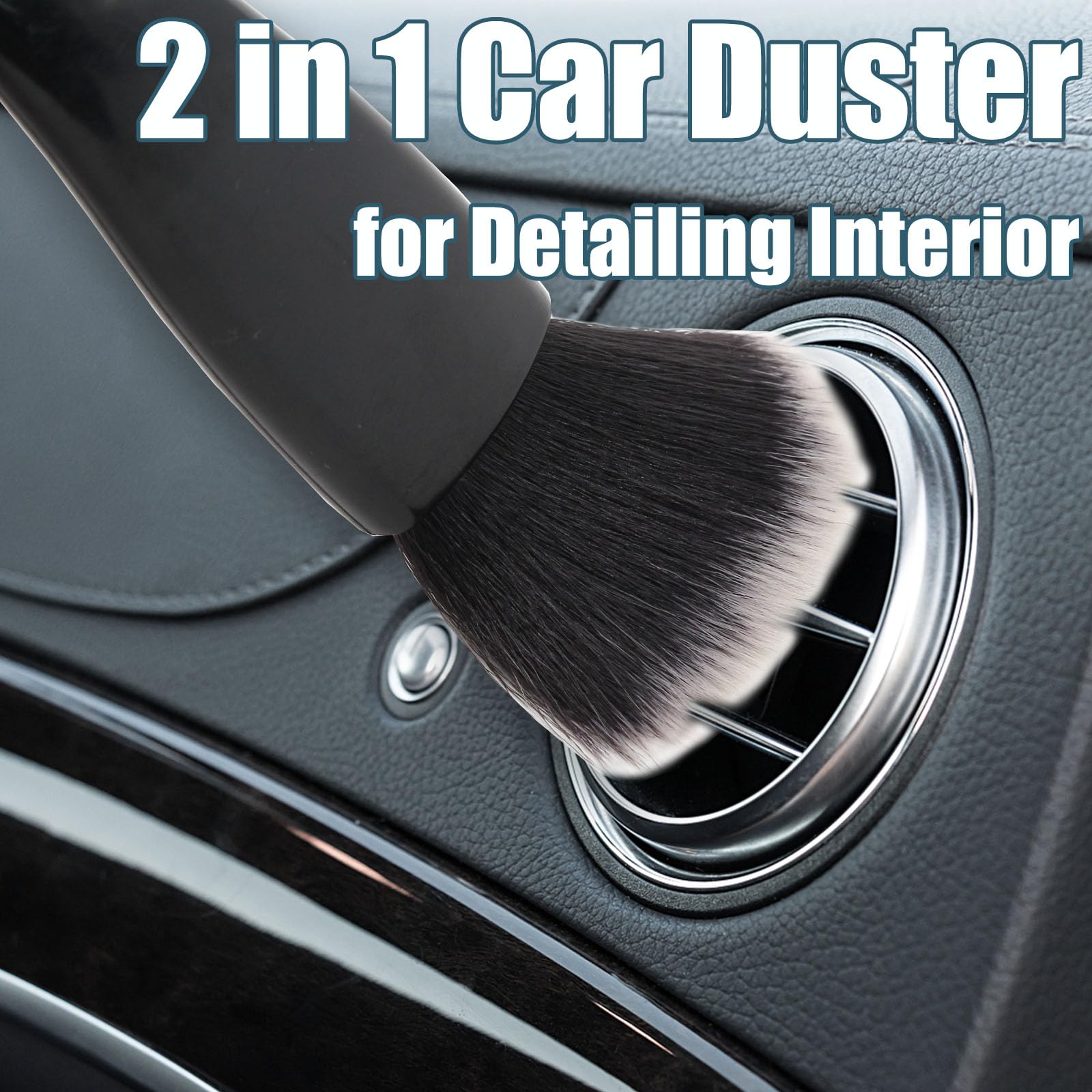 2Pack Double Head Car Cleaning Brush - 2 in 1 Detailing Tools for Interior, Air Vents, Dashboard - Blue & Black - Perfect for Car Detailing & Home Cleaning
