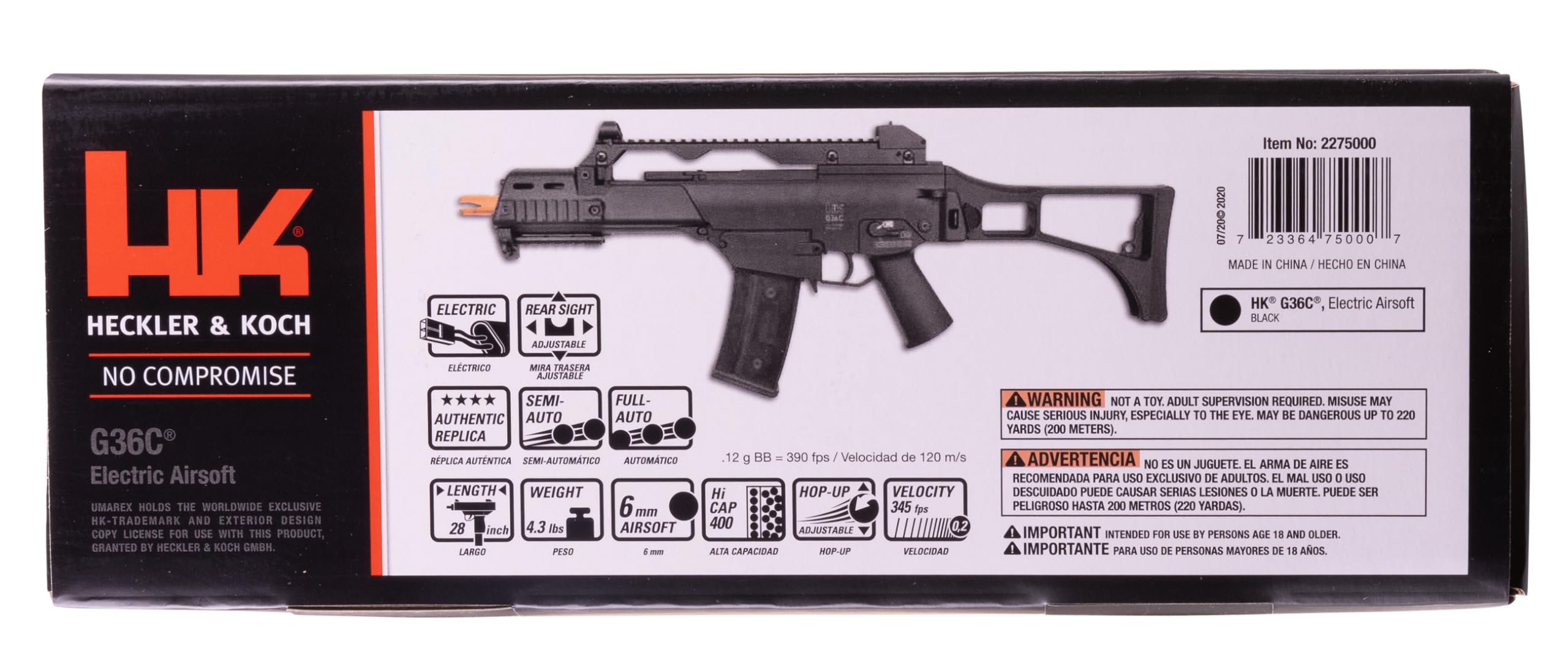 HK Heckler & Koch G36C AEG Airsoft Rifle - 6mm BB Automatic Electric Gun - Competition Series (Black) - Perfect for Tactical Training & Airsoft Battles
