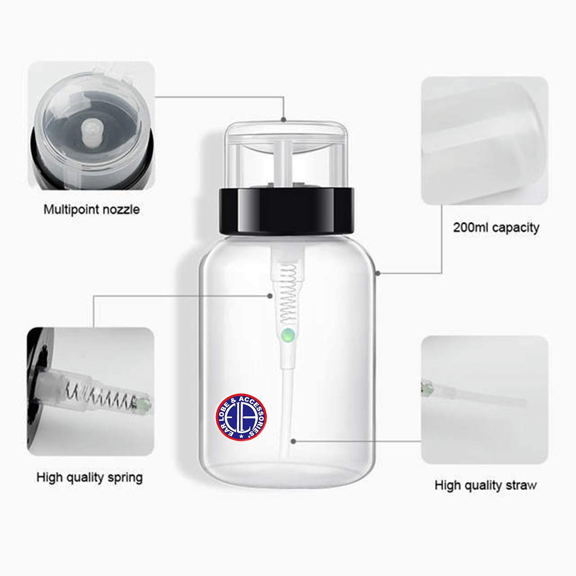50 Pcs Premium Cotton Pads for Makeup Removal, Babies & Medical Use with 1 Push-Down Acetone Dispenser | Soft Facial Wipes & Nail Polish Remover Combo | Ideal for Skincare, Baby Care & Salon Use