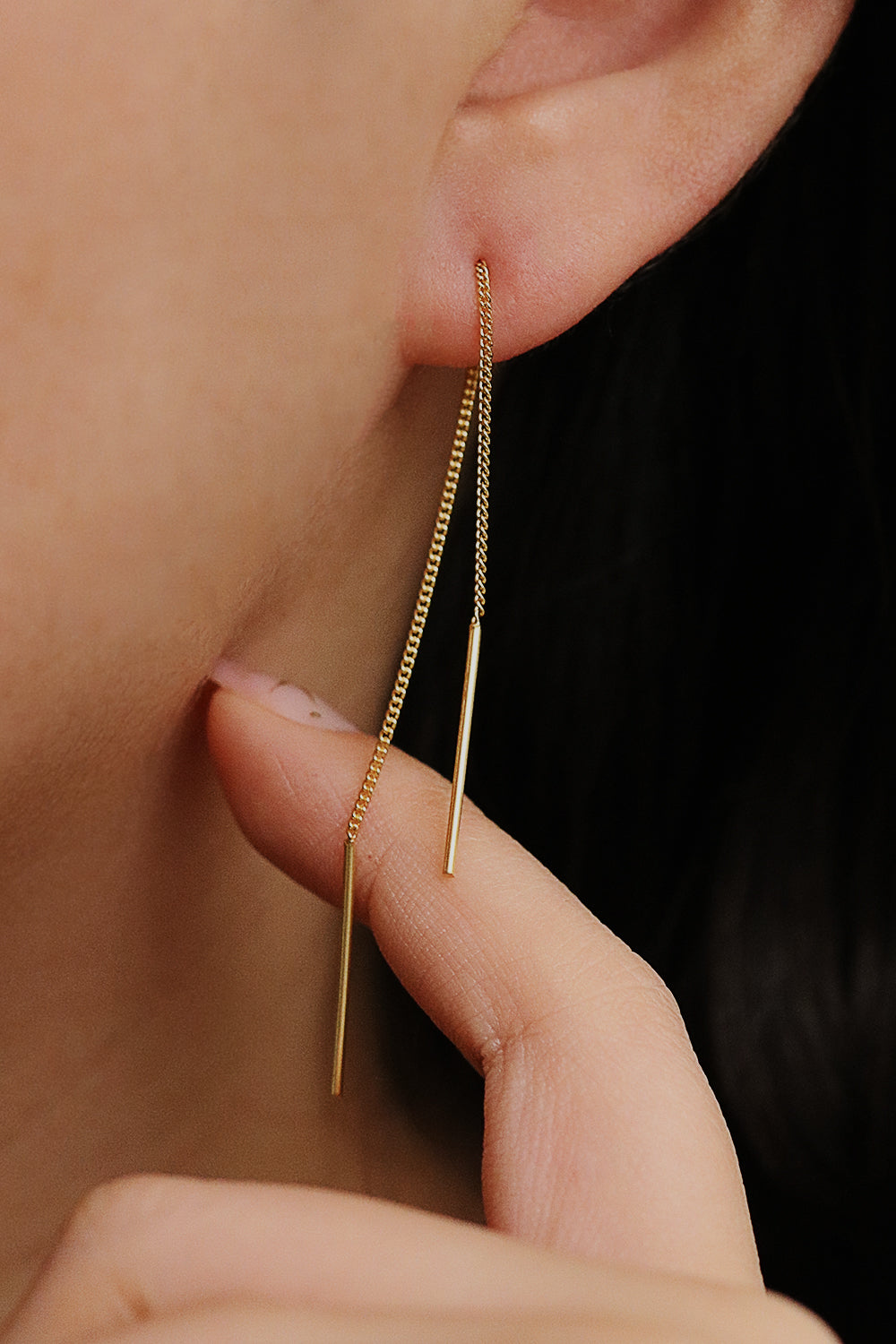 Drop Stick Short Threader Earrings for Women - Dainty Boho Gold Hoop Earrings for Everyday Wear | Perfect for Casual, Office & Party Outfits