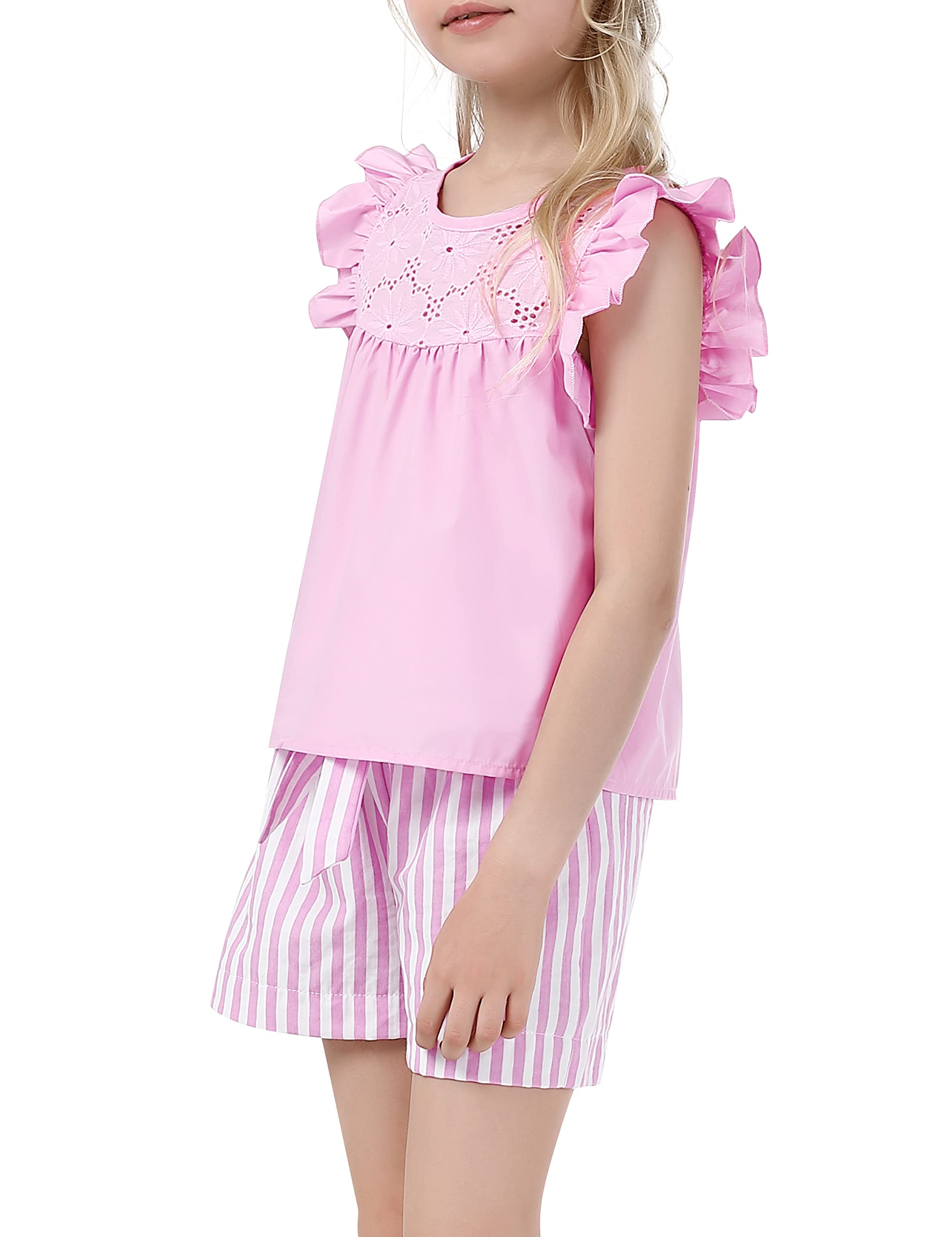 Girls' Summer 2-Piece Outfit Set - Cute T-Shirt & Shorts Combo for Kids | Playtime, Beach & Outdoor Activities
