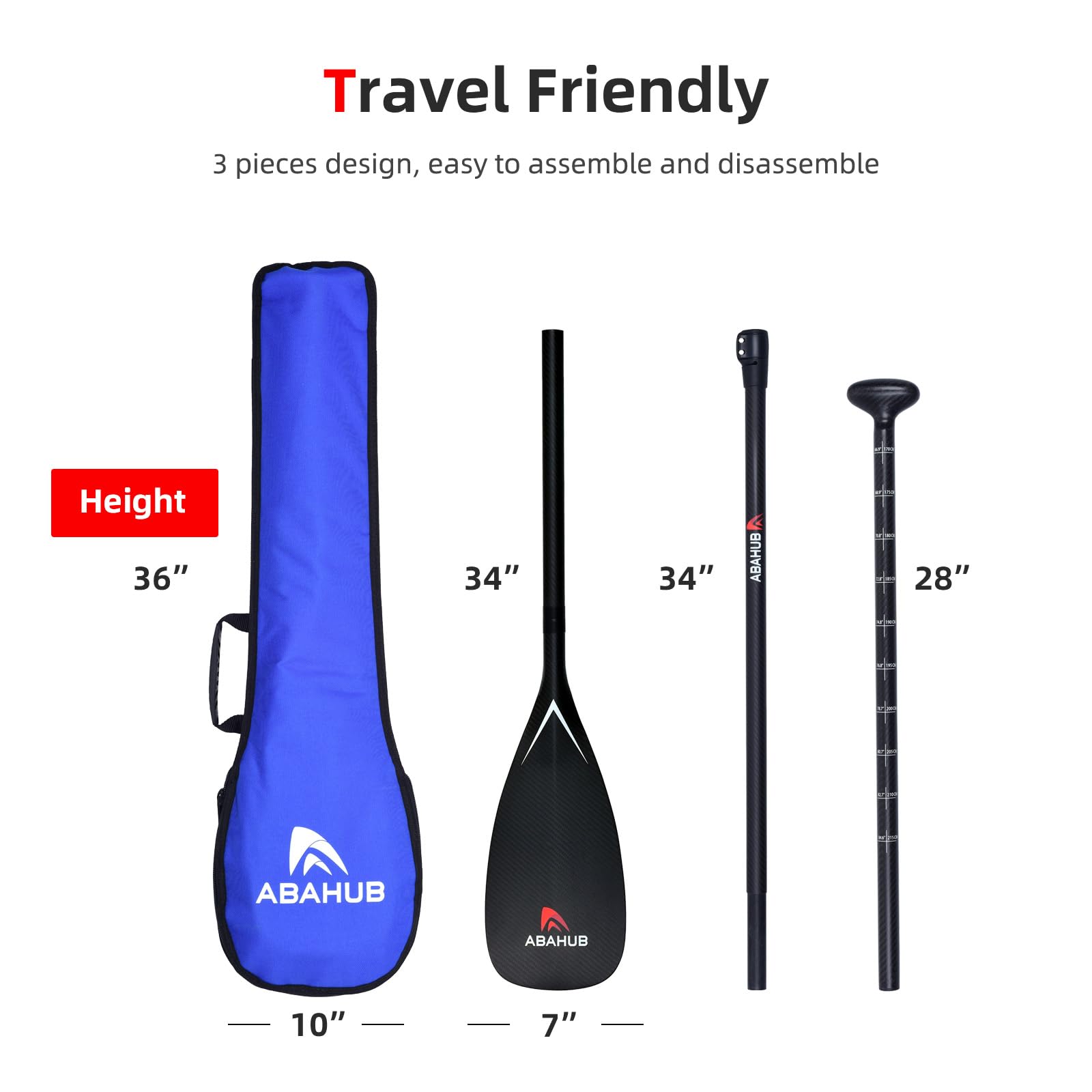 Premium Carbon Fiber SUP Paddle - Adjustable 3-Section 67