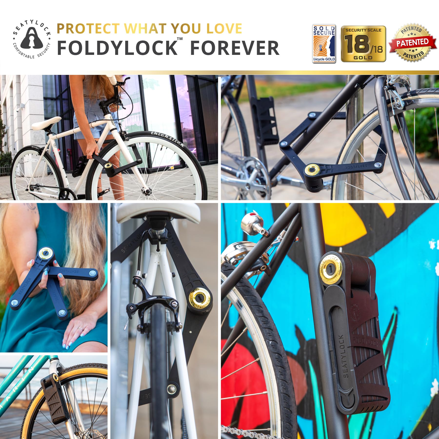 FoldyLock Forever Folding Bike Lock - High Security Sold Secure Gold Rated Bicycle Lock - Heavy Duty Anti-Theft Smart Guard with Keys (90cm/35.4in) - Perfect for Urban Commuting, Cycling Tours & Bike Parking