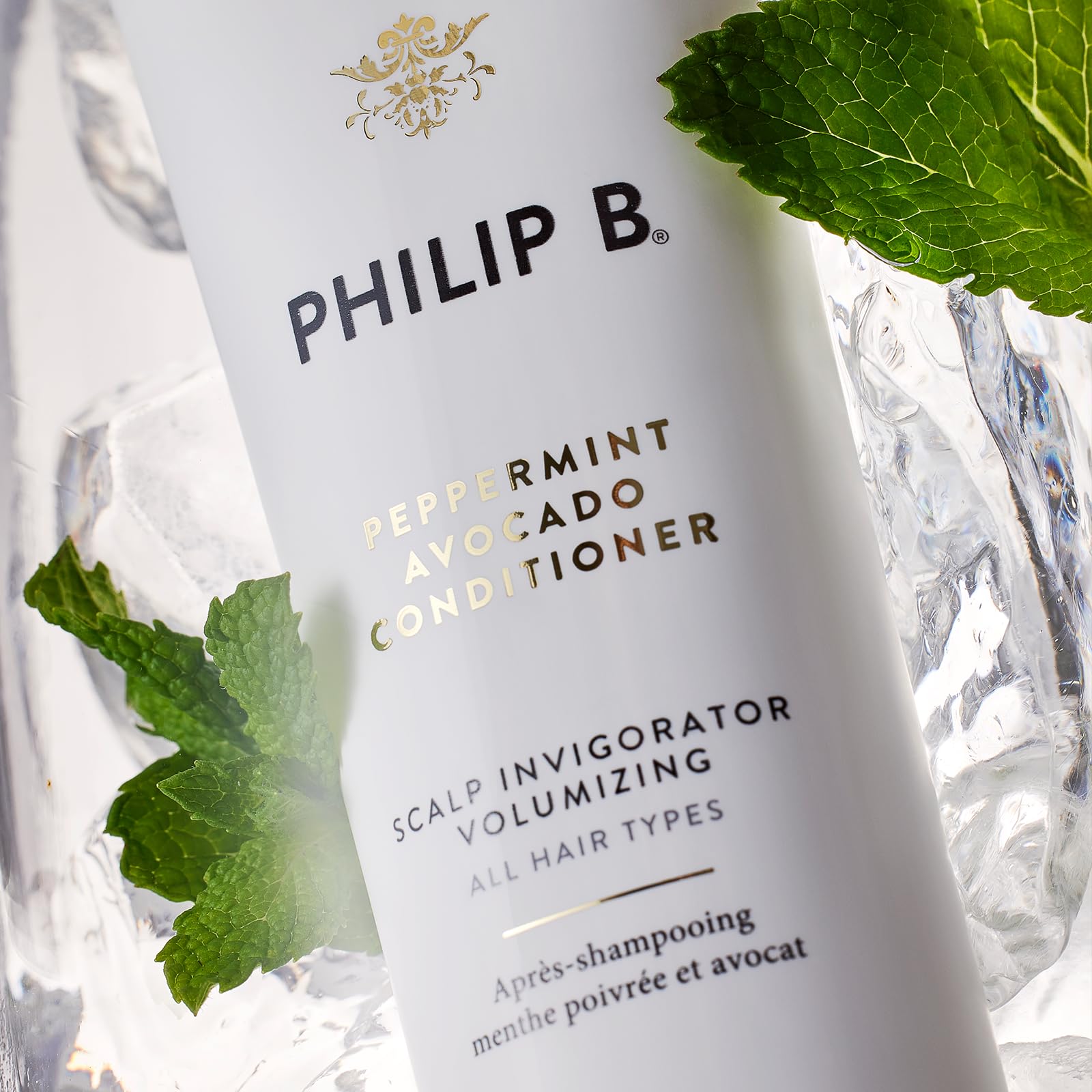 PHILIP B Peppermint & Avocado Volumizing Conditioner - 32 fl oz (947 ml) for Thicker Hair with Refreshing Peppermint & Eucalyptus Oils to Stimulate Scalp - Ideal for Daily Hair Care & Spa-Like Treatment at Home
