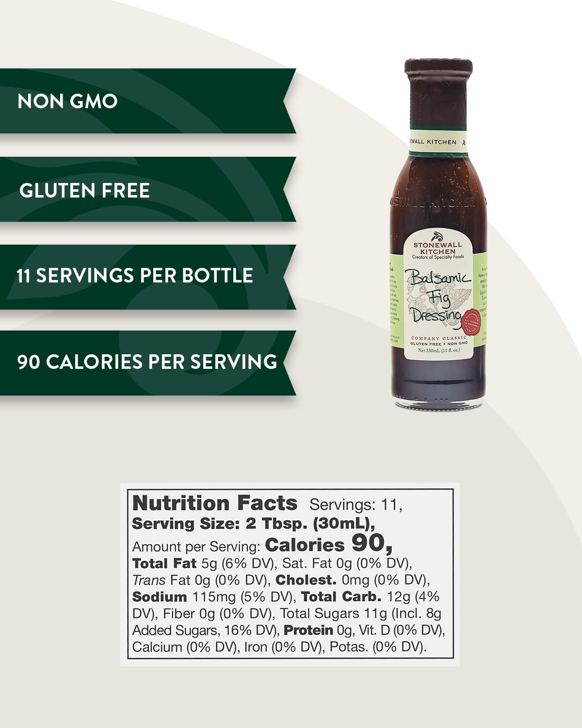 Stonewall Kitchen Balsamic Fig Dressing - Premium Gourmet Salad Dressing, 11 oz (Pack of 2) - Perfect for Salads, Marinades & Cheese Platters