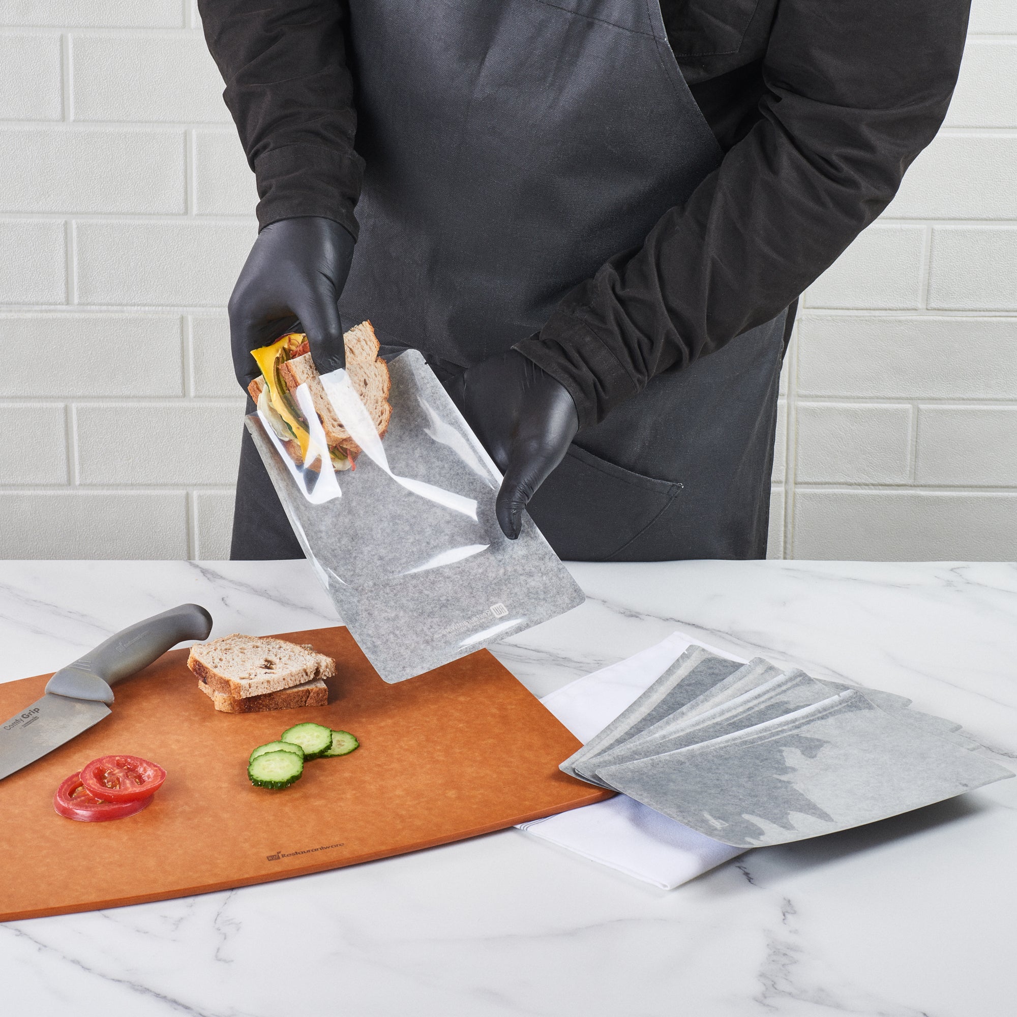 Black Plastic Medium Sandwich & Snack Bags - Heat Sealable (8 3/4